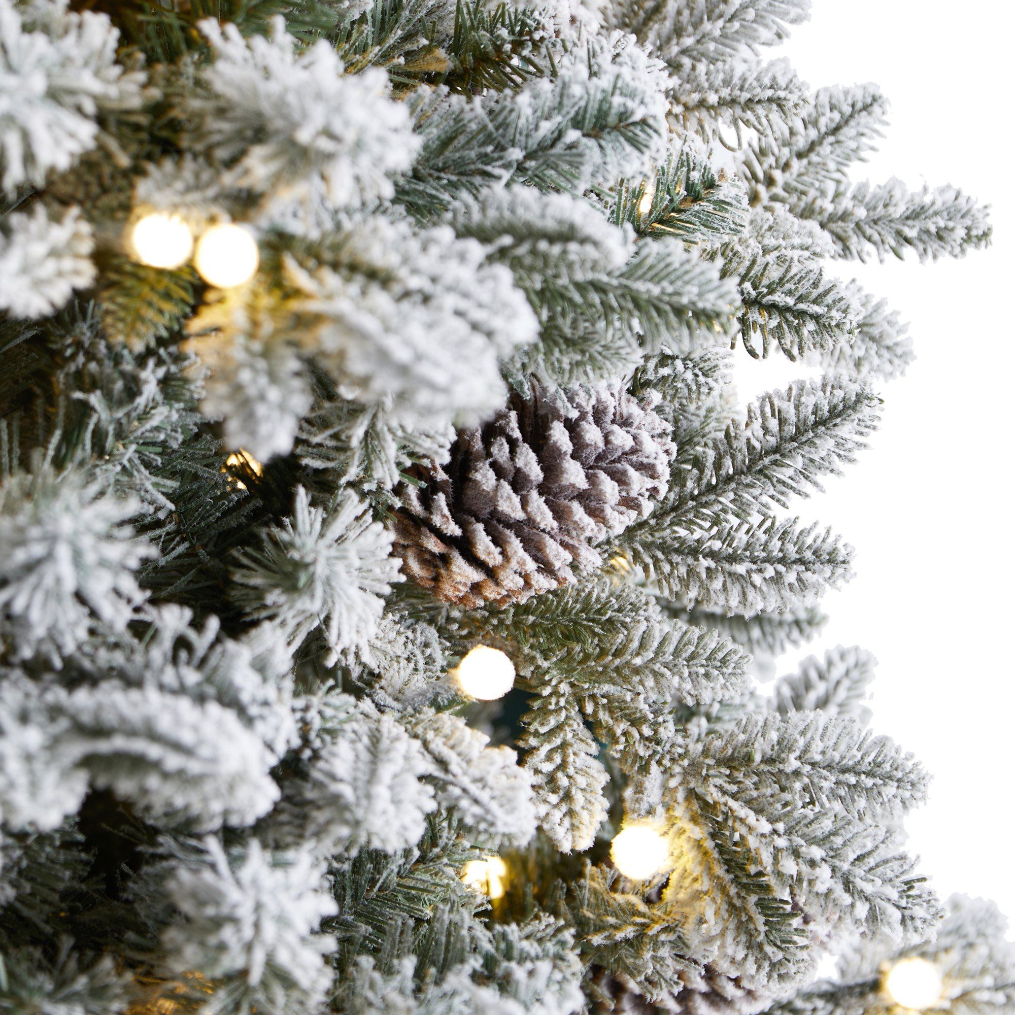 7.5' Flocked Alaskan Pre-Lit Artificial Christmas Tree 350 LED Lights and 2155 Bendable Branches - Image 4