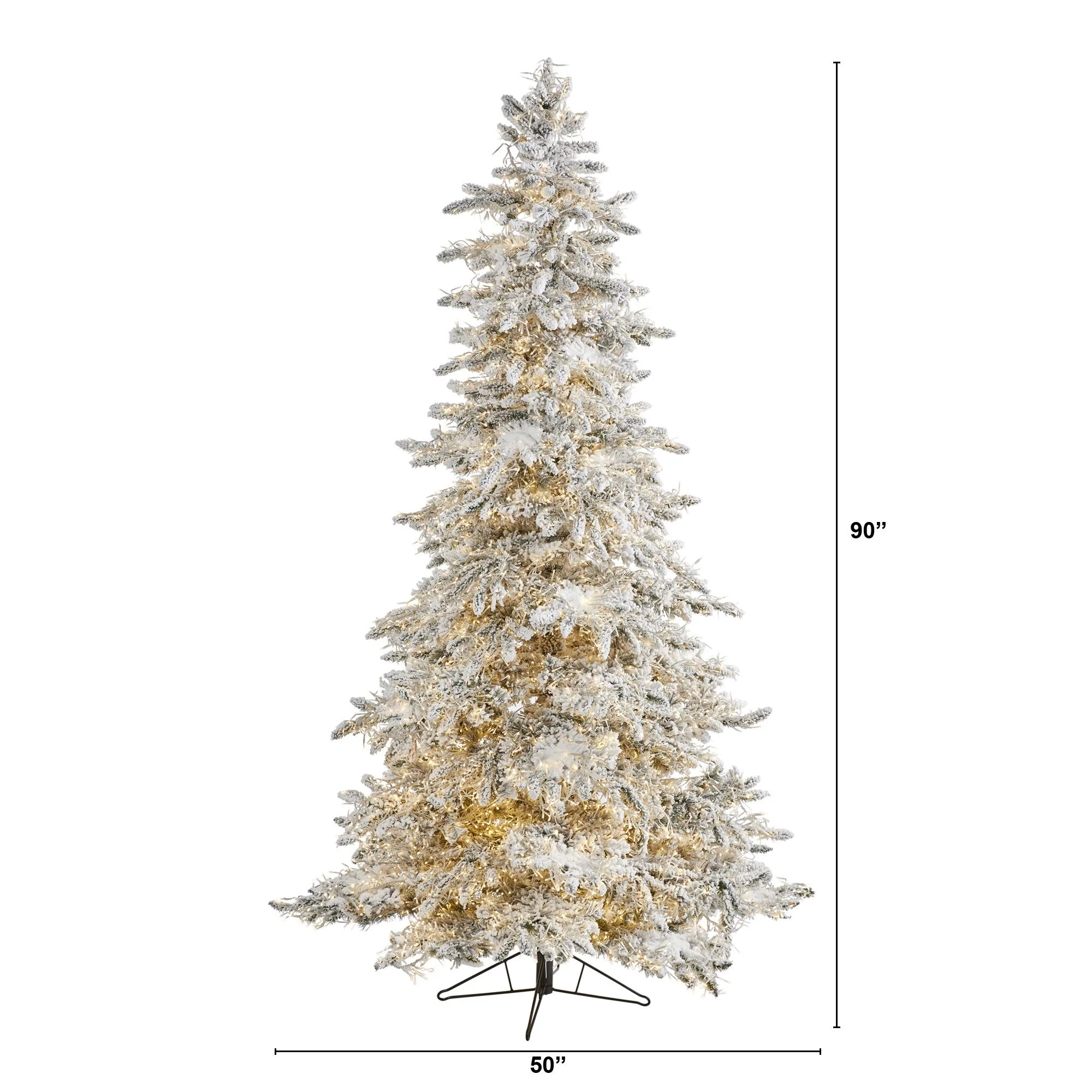 7.5' Flocked Grand Northern Rocky Fir Artificial Christmas Tree with 6672 Warm Cluster (Multifunction) LED Lights and 1071 Bendable Branches - Image 2