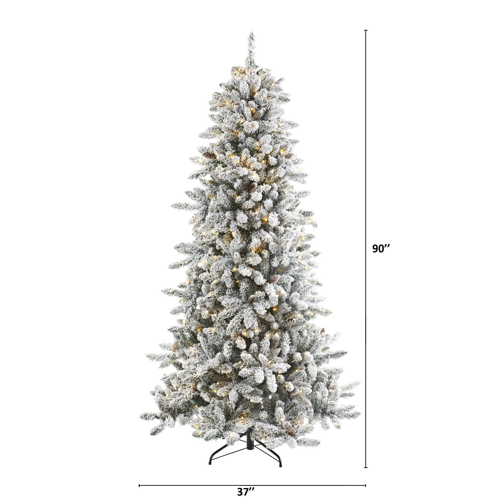 7.5’ Flocked Livingston Fir Artificial Christmas Tree with Pine Cones and 500 Warm LED Lights - Image 2