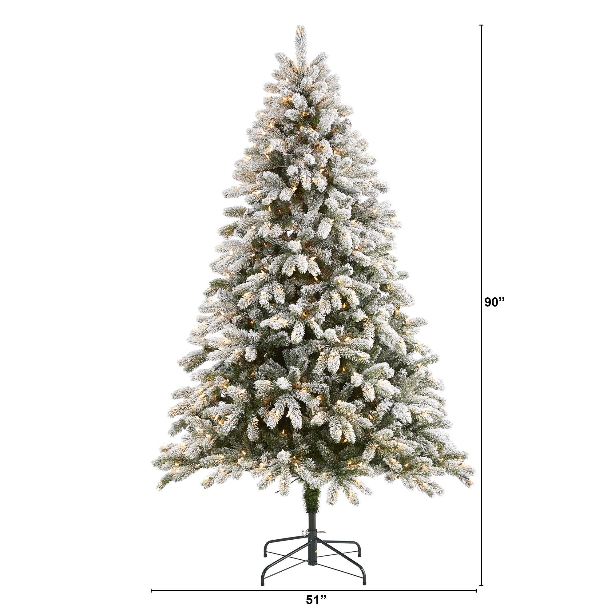 7.5’ Flocked South Carolina Spruce Artificial Christmas Tree with 600 Clear Lights and 1537 Bendable Branches - Image 2