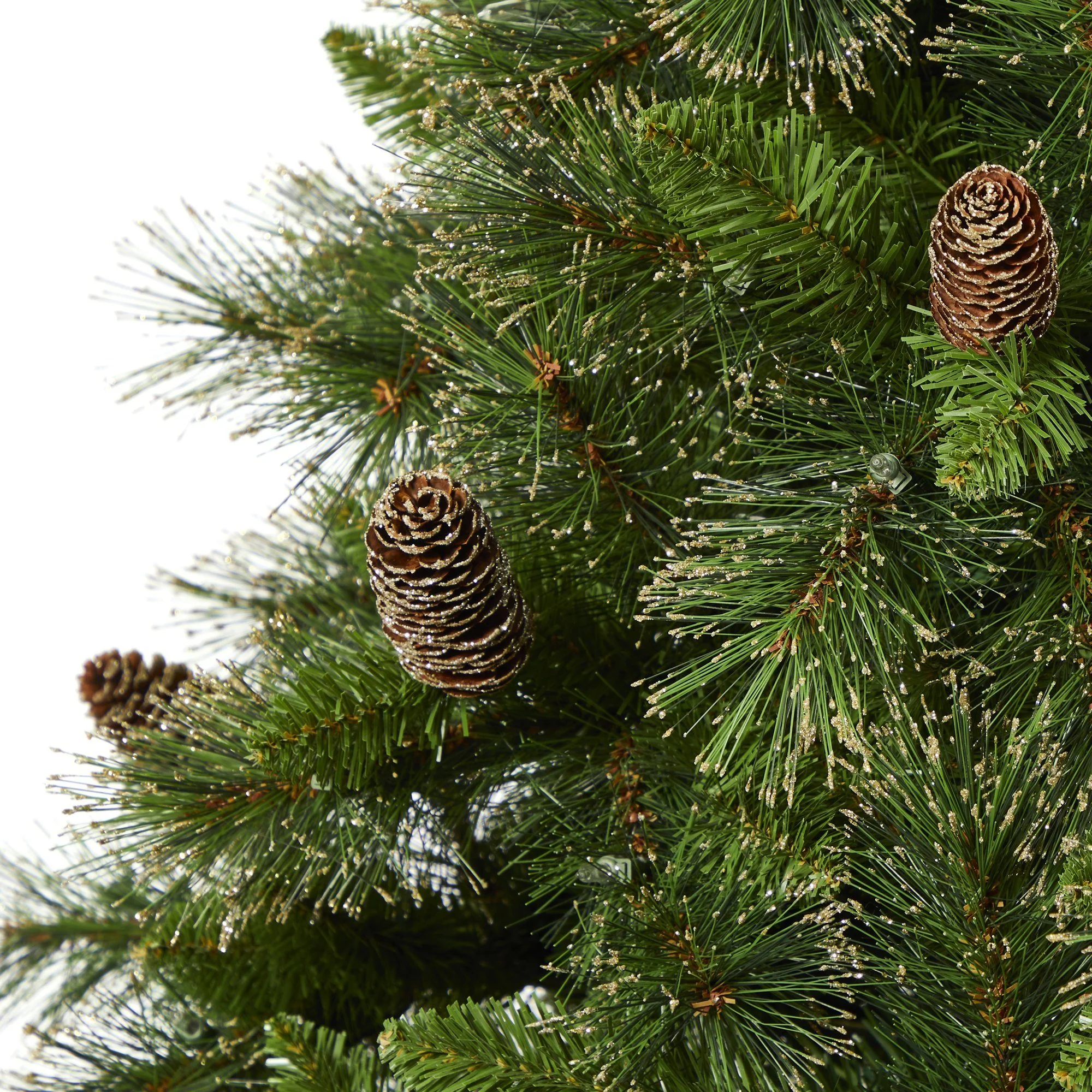 7.5’ Golden Tip Washington Pine Artificial Christmas Tree with 600 Clear Lights, Pine Cones and 1568 Bendable Branches - Image 5