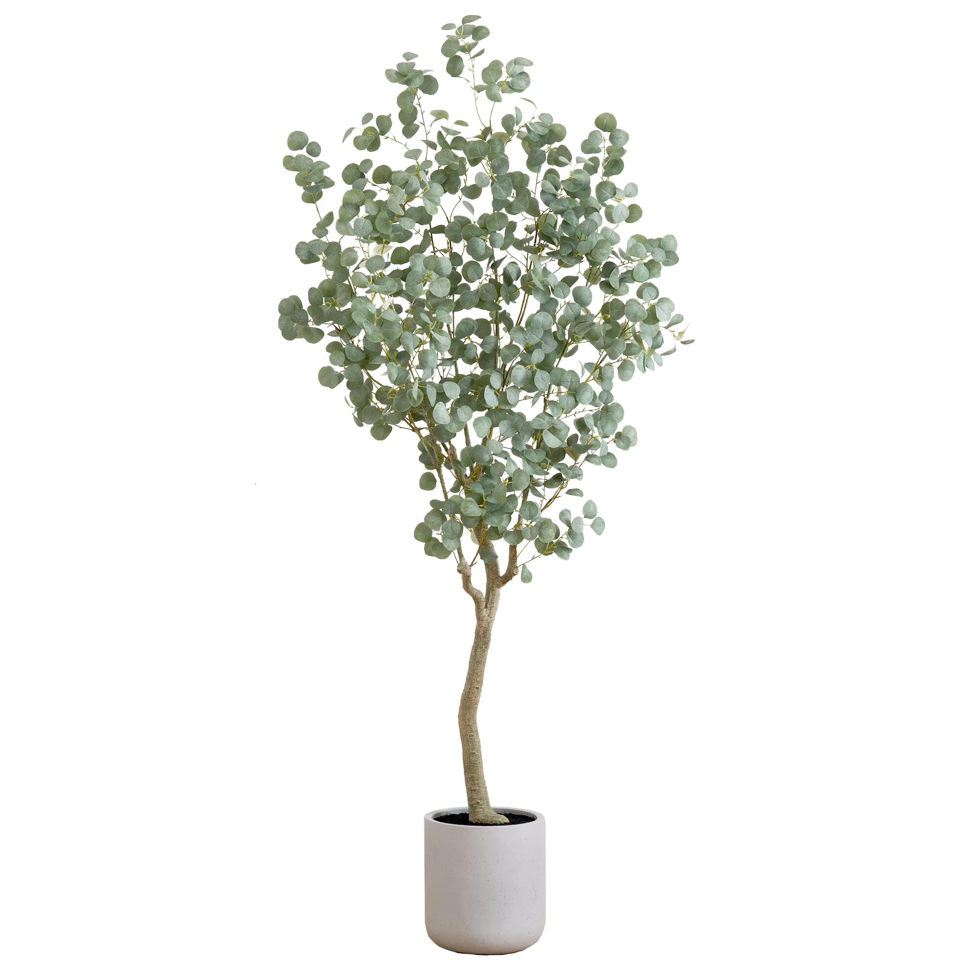 7.5’ Artificial Greco Eucalyptus Tree with Resin Stone Planter - Image 10
