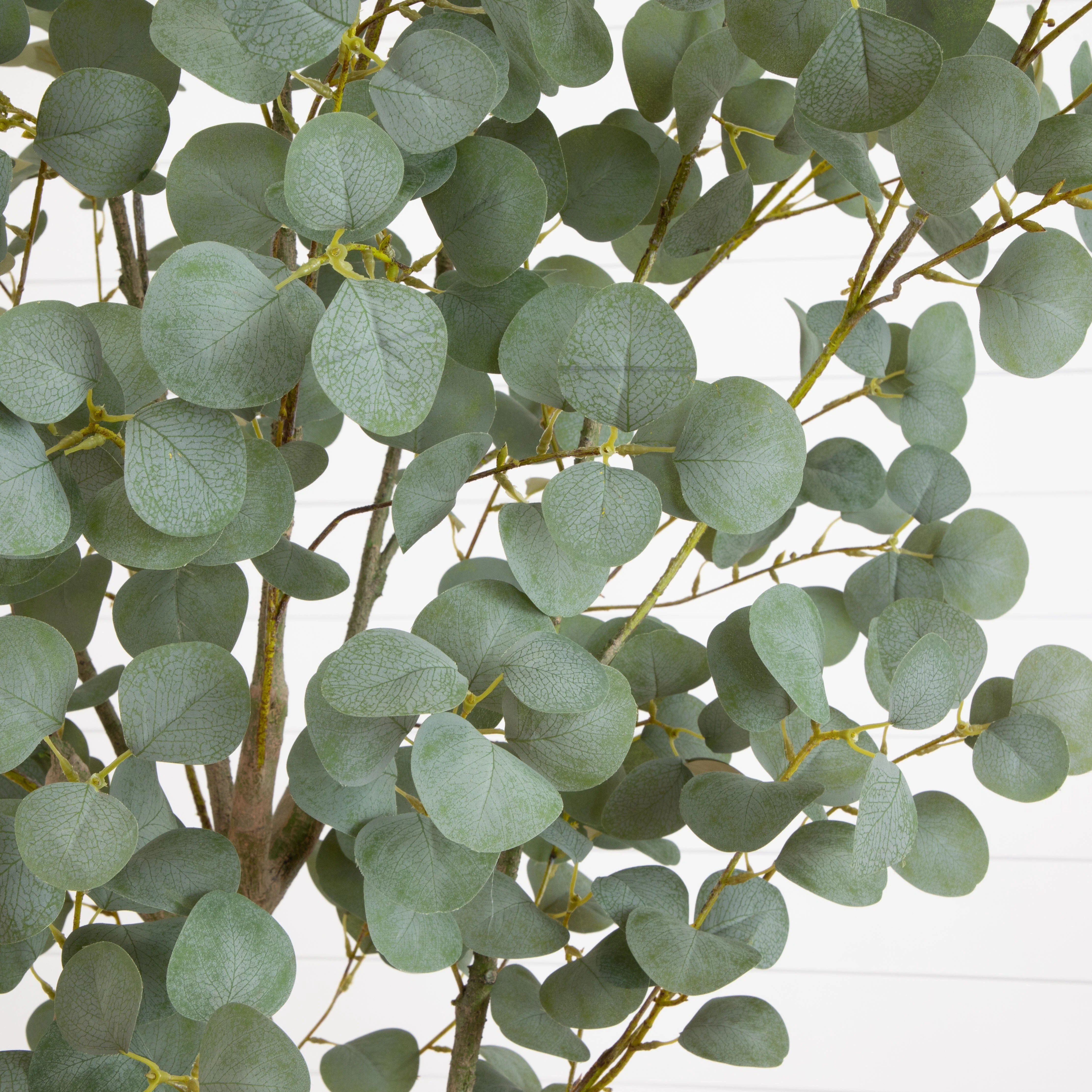 7.5’ Artificial Greco Eucalyptus Tree with Resin Stone Planter - Image 2