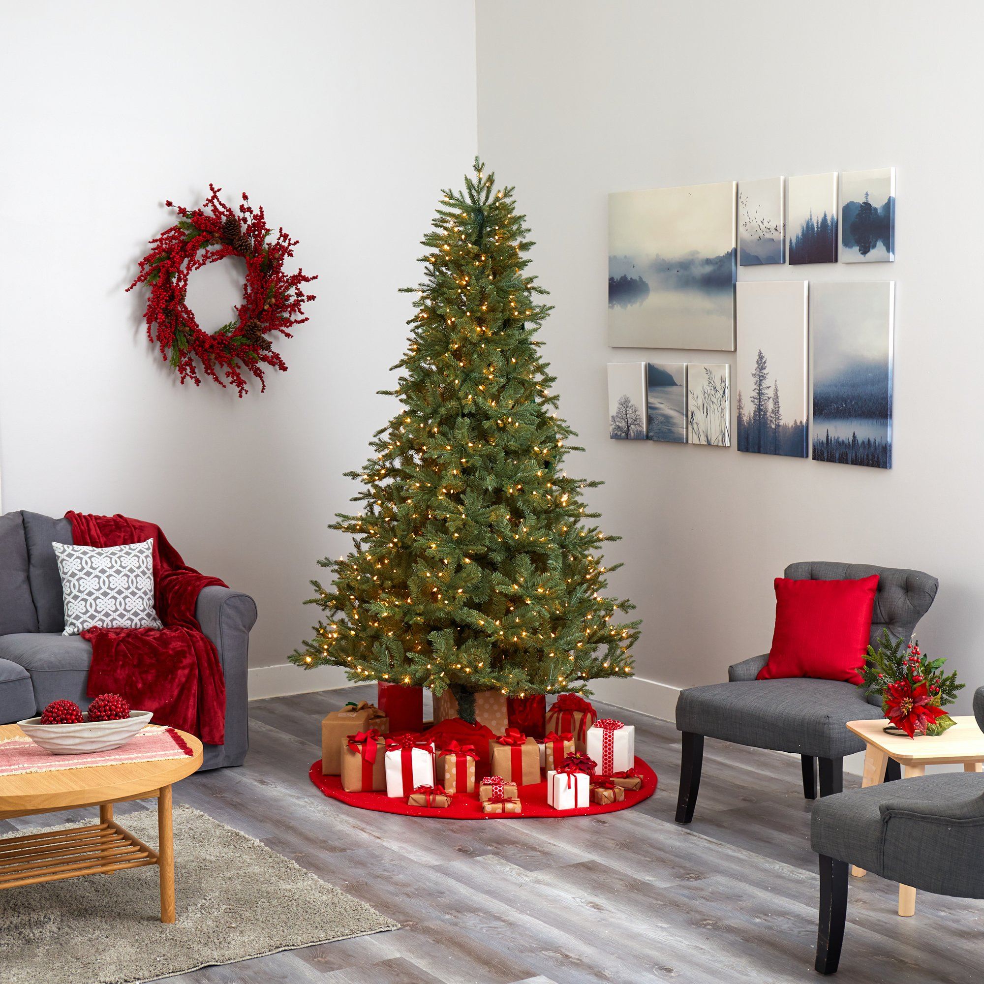 7.5' New Hampshire Spruce Artificial Christmas Tree with 650 Warm White Lights and 1462 Bendable Branches - Image 6