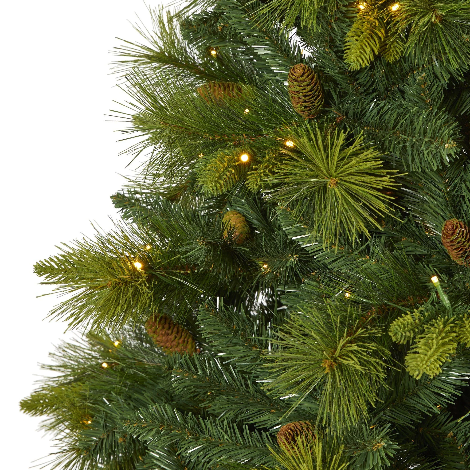 7.5’ North Carolina Mixed Pine Artificial Christmas Tree with 470 Warm White LED Lights, 1895 Bendable Branches and Pinecones - Image 3