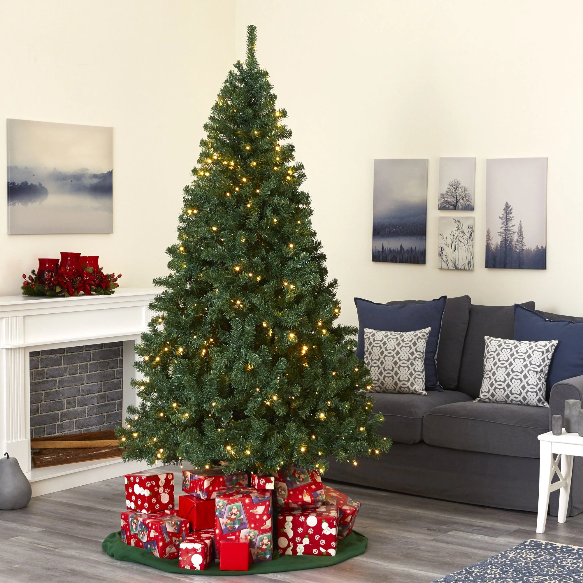 7.5' Northern Tip Pine Artificial Christmas Tree with 400 Clear LED Lights - Image 7