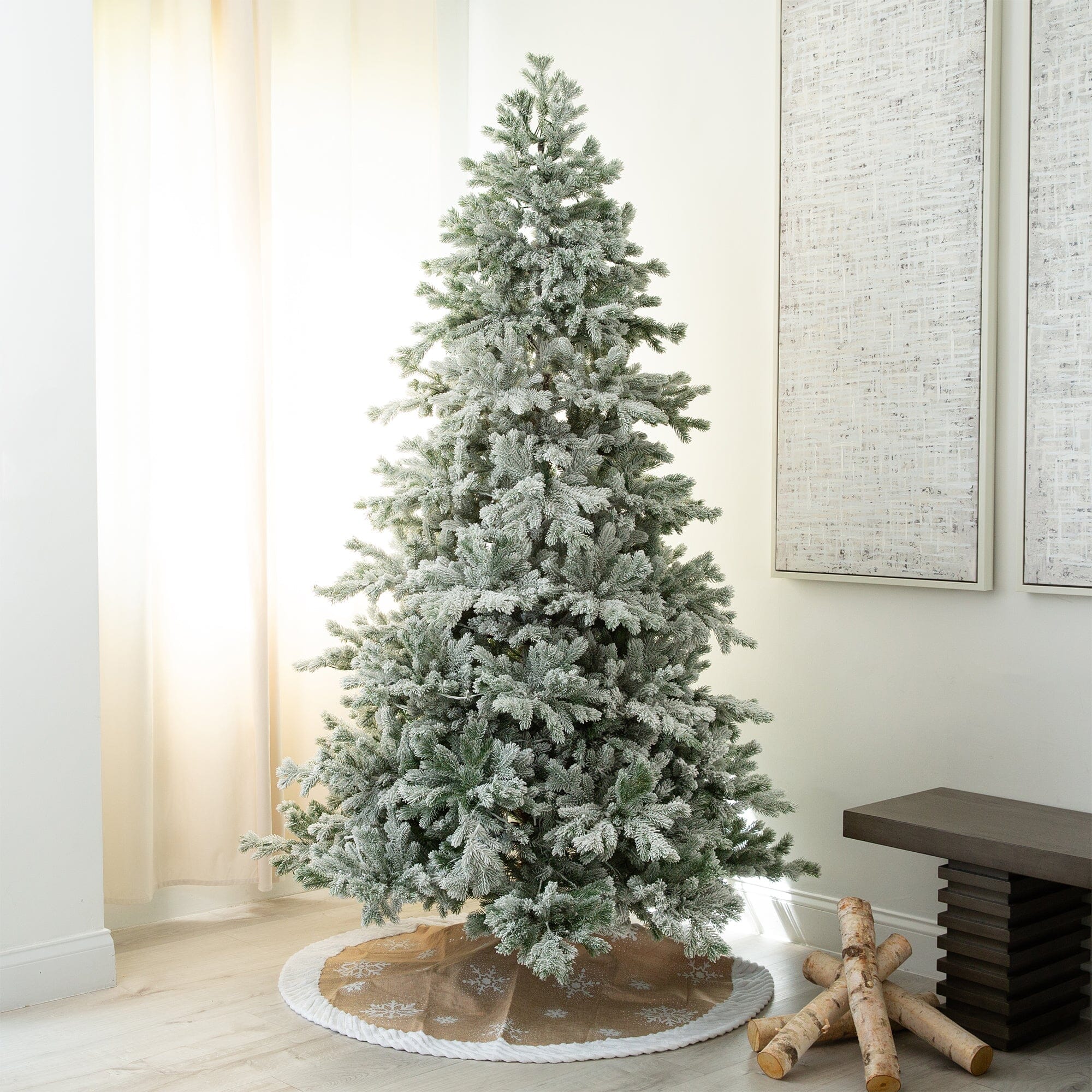7.5’ Pre-Lit Artificial California Flocked Spruce Christmas Tree with 1000 Color Changing LED Lights - Image 6