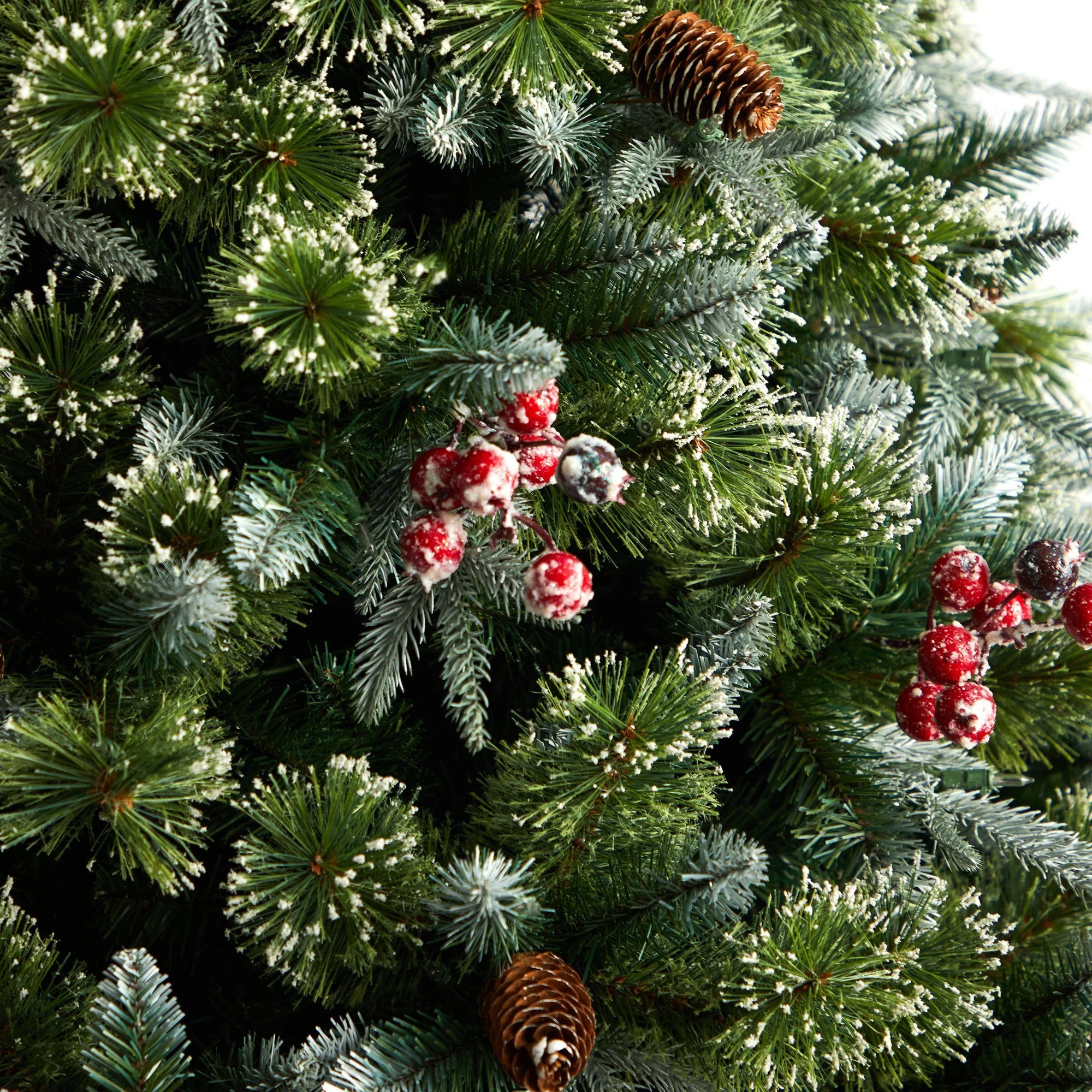 7.5' Snow Tipped Aspen Spruce Pre-Lit Tree with 450 LED lights, Berries and Pinecones - Image 5