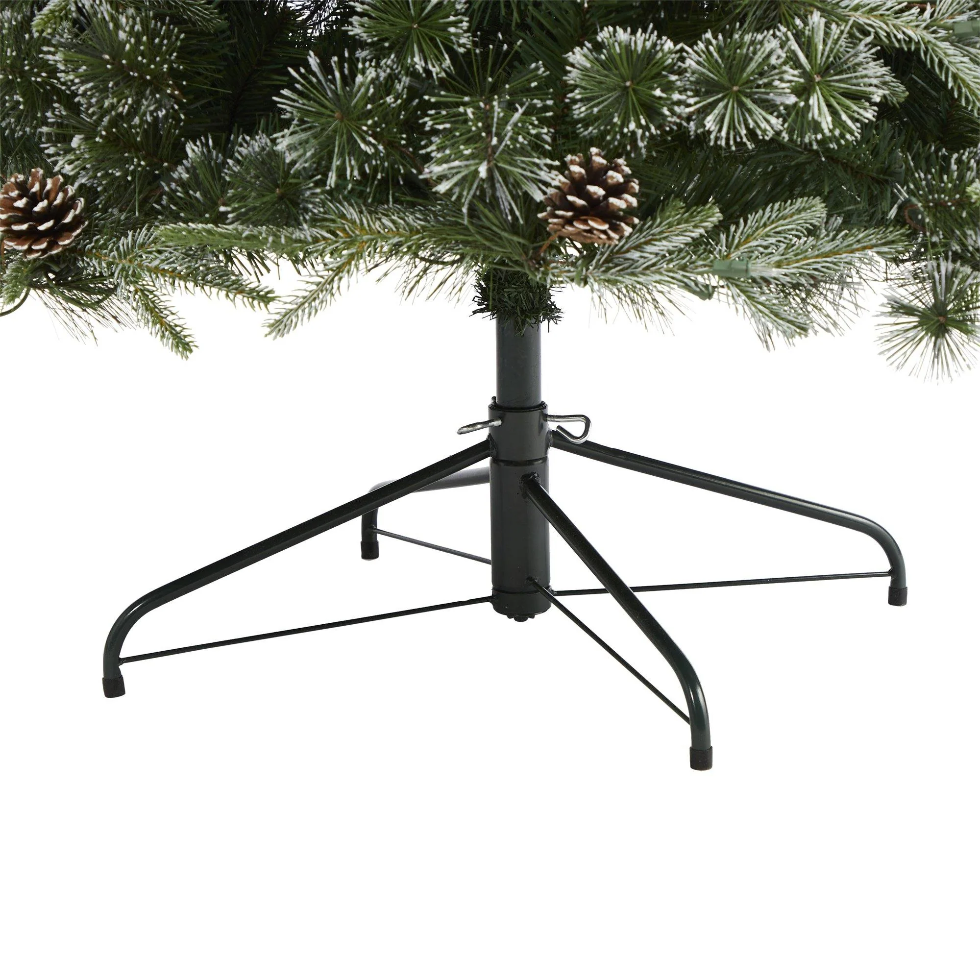 7.5’ Snowed Tipped Clermont Mixed Pine Artificial Christmas Tree with 600 Clear LED Lights, Pine Cones and 1784 Bendable Branches - Image 4