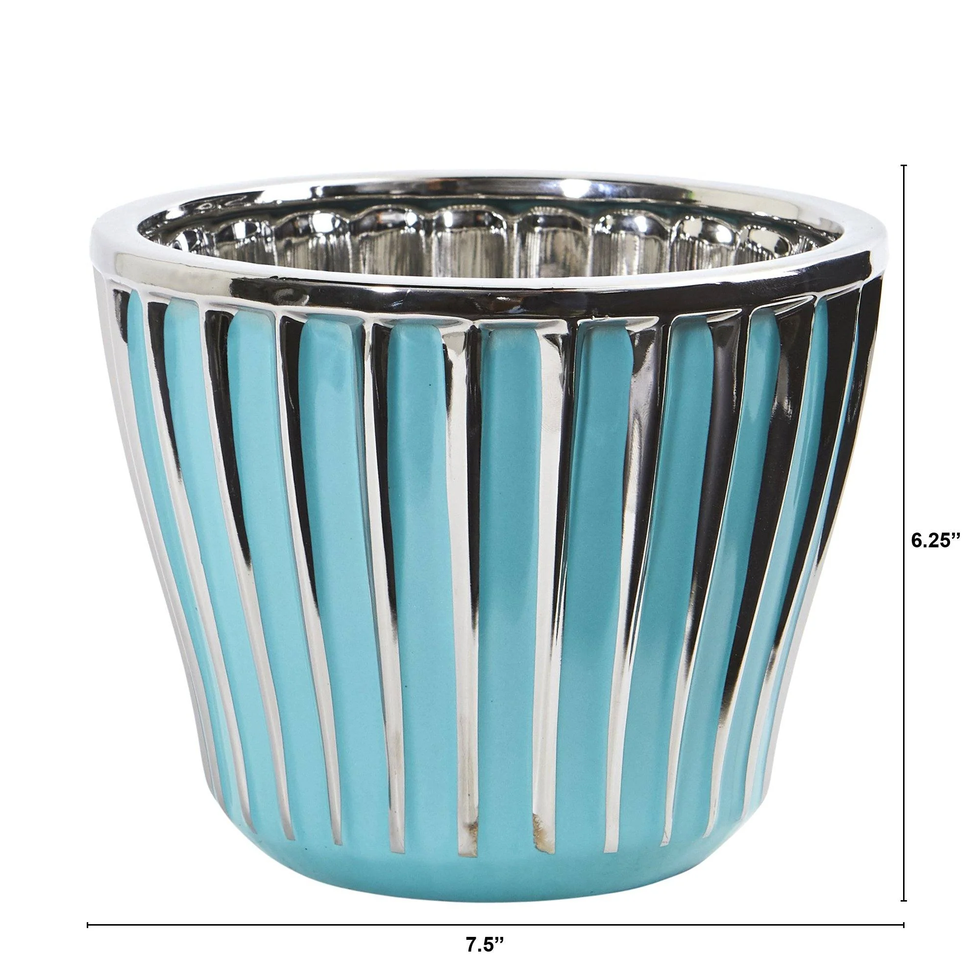7.5” Turquoise Vase with Silver Trimming - Image 2