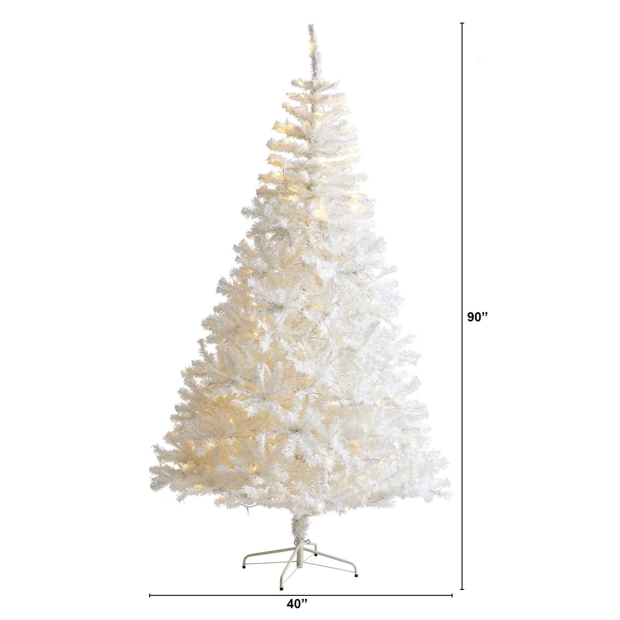 7.5' White Artificial Christmas Tree with 1380 Bendable Branches and 400 Clear LED Lights - Image 2