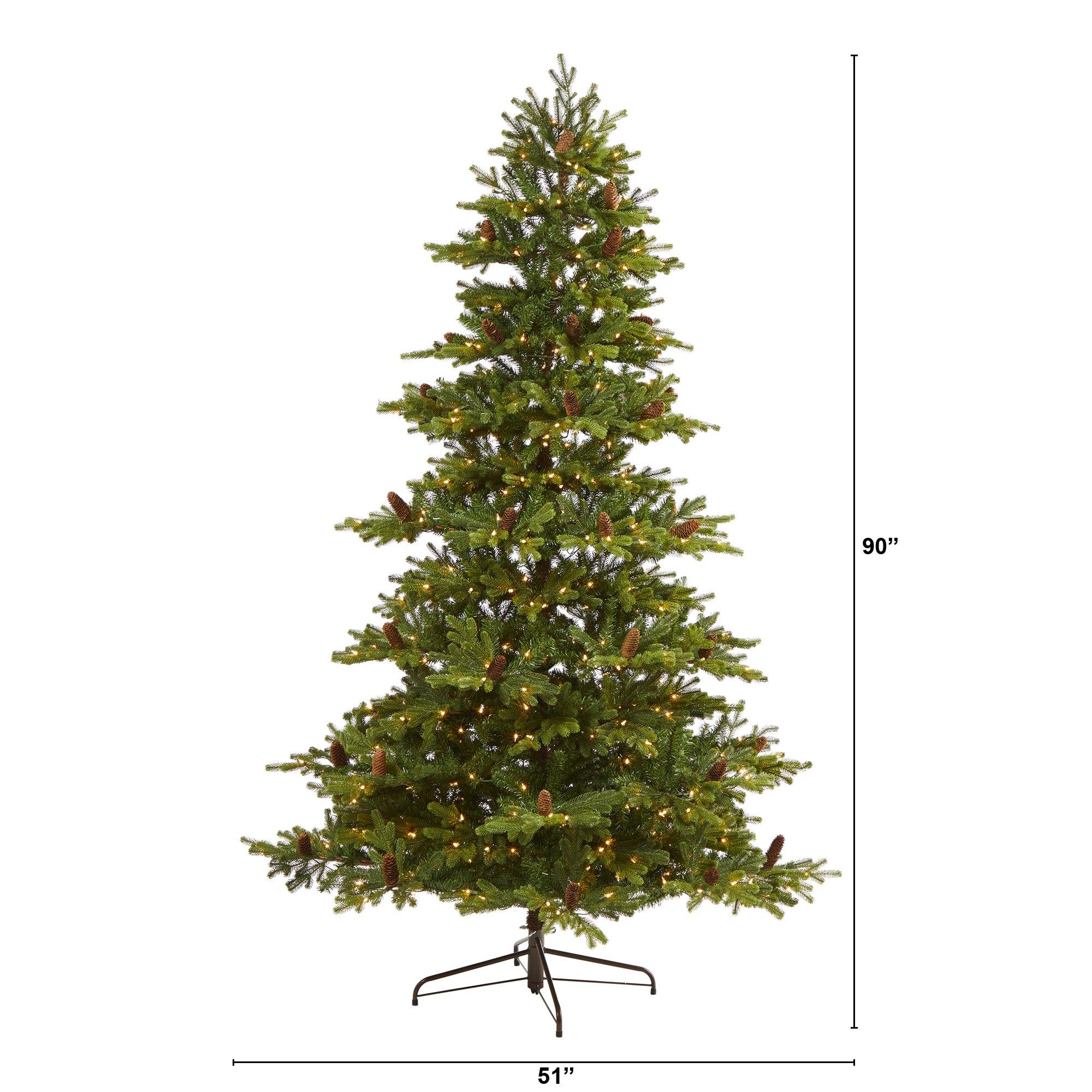 7.5’ Yukon Mountain Fir Artificial Christmas Tree with 600 Clear Lights, Pine Cones and 1740 Bendable Branches - Image 2