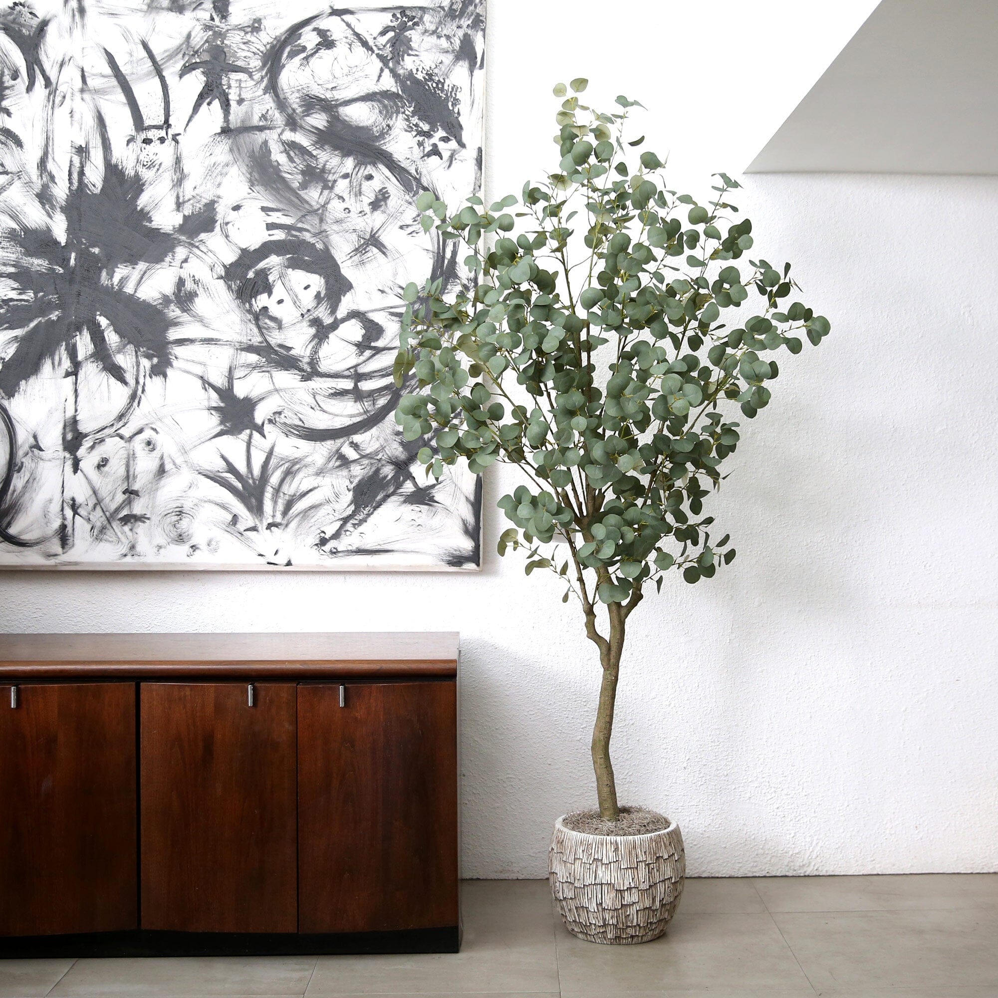 7' Artificial Greco Eucalyptus Tree - Image 3
