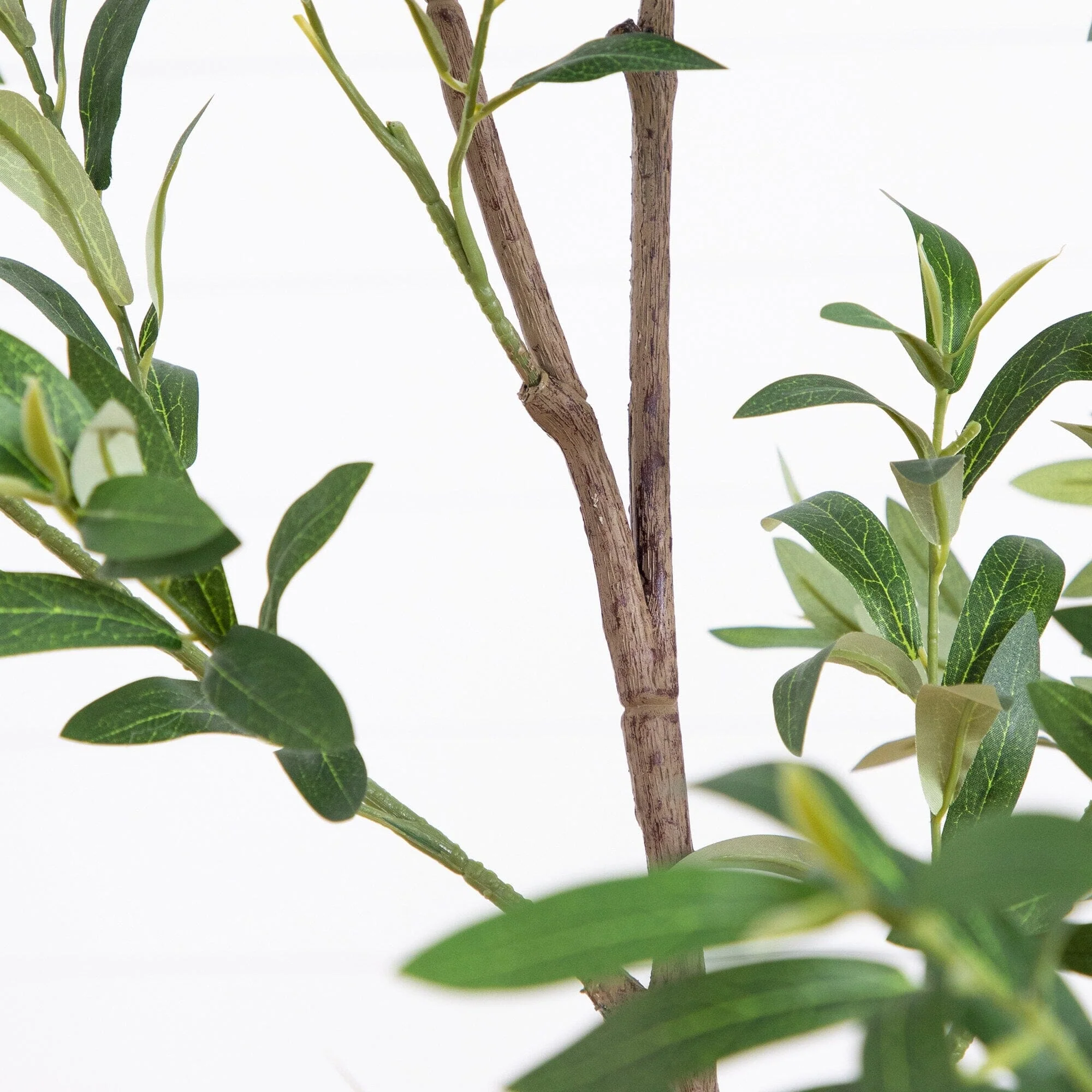 7’ Artificial Minimalist Olive Tree in White Decorative Planter - Image 4
