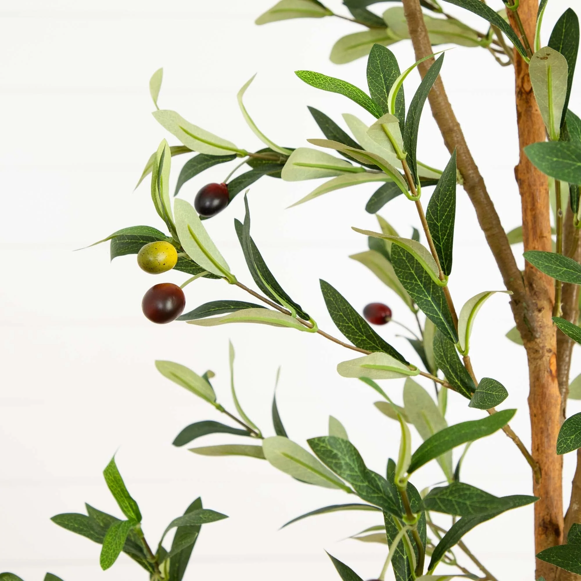 7' Artificial Olive Tree with Natural Trunk - Image 2