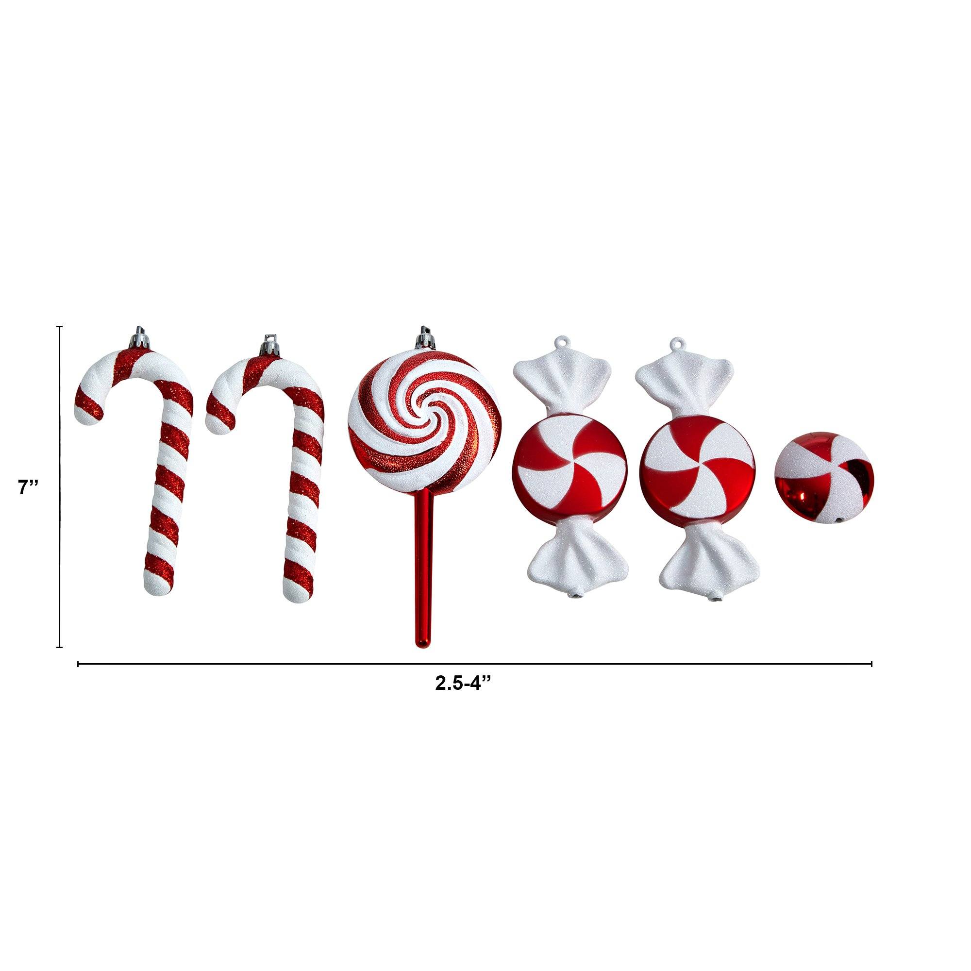 7” Assorted Candy Cane Holiday Christmas Deluxe Shatterproof Ornament Set of 6 - Image 3