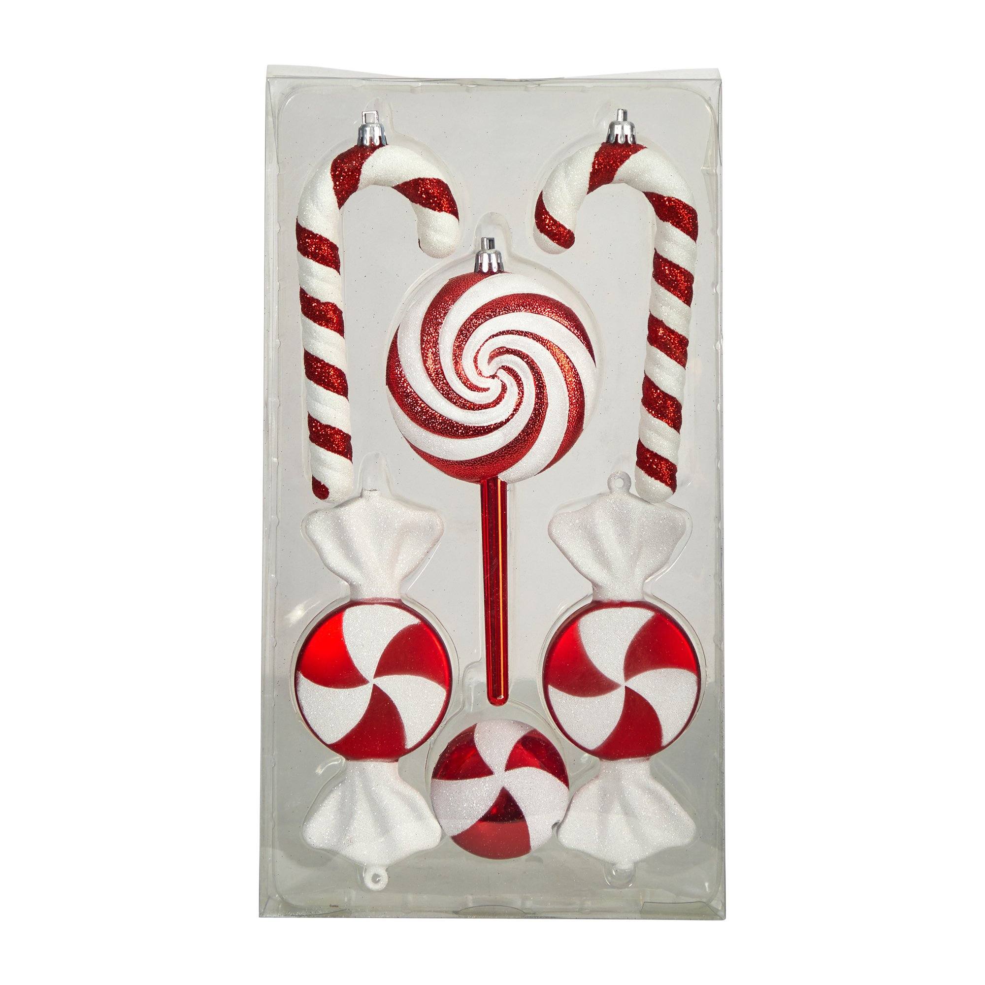 7” Assorted Candy Cane Holiday Christmas Deluxe Shatterproof Ornament Set of 6 - Image 4