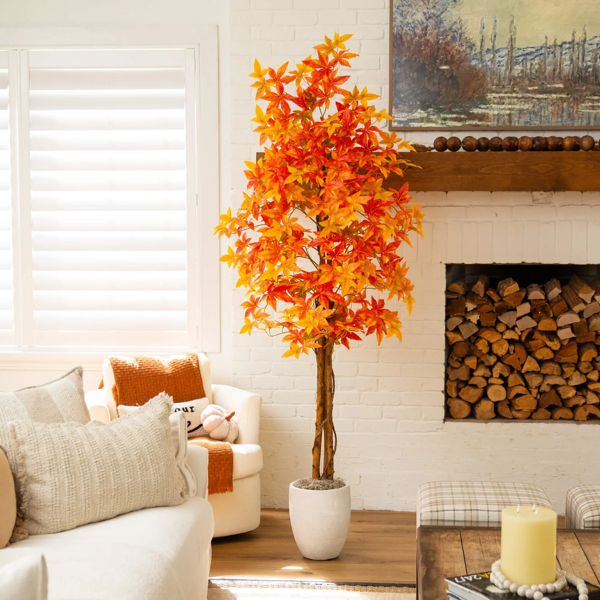 7' Autumn Deluxe Maple Artificial Fall Tree - Image 3
