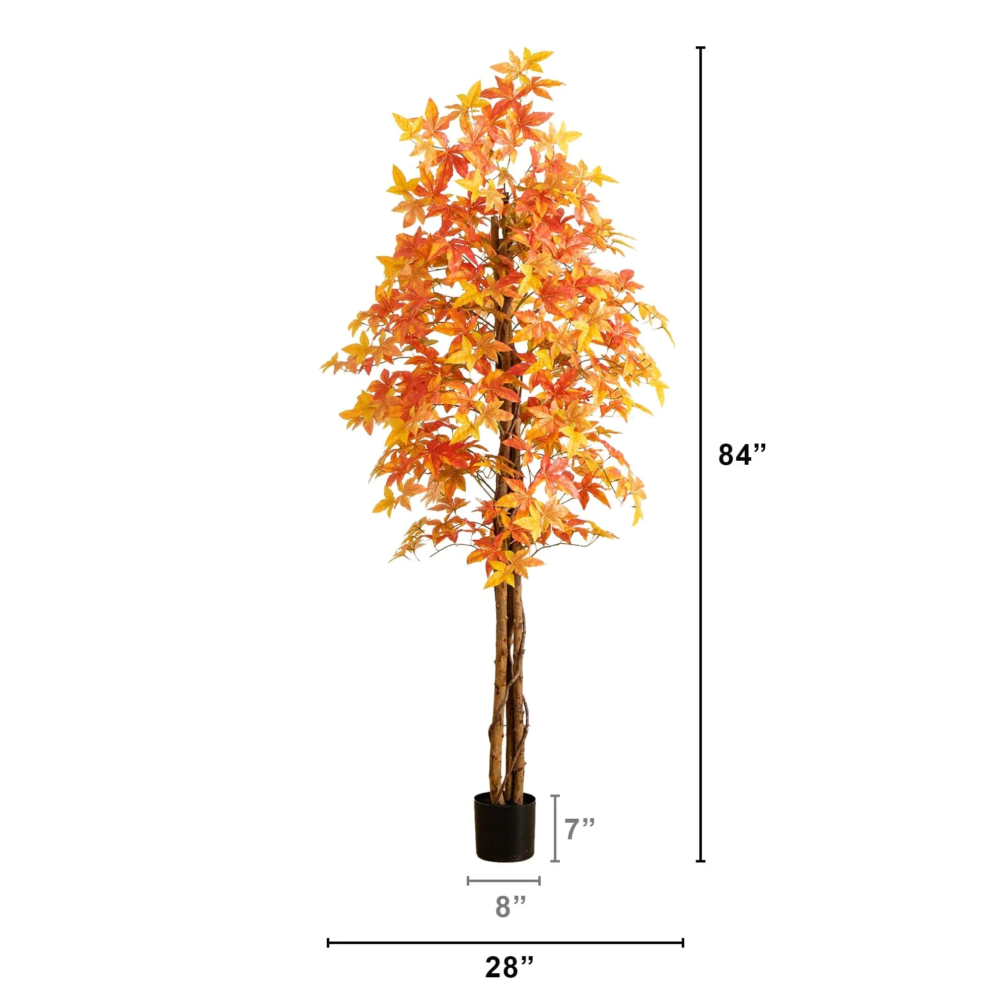 7' Autumn Deluxe Maple Artificial Fall Tree - Image 6
