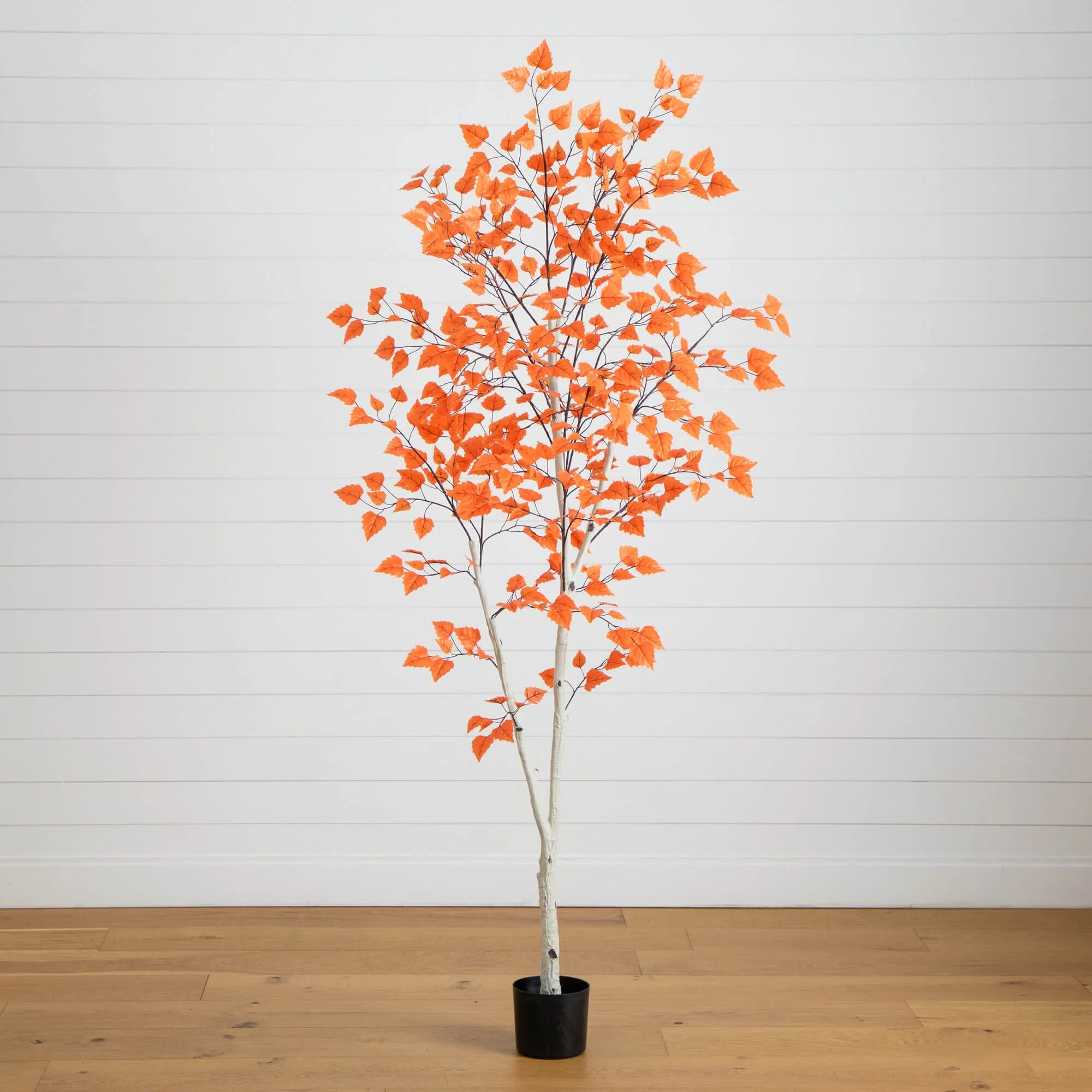 7' Autumn Paper Birch Artificial Fall Tree - Image 3