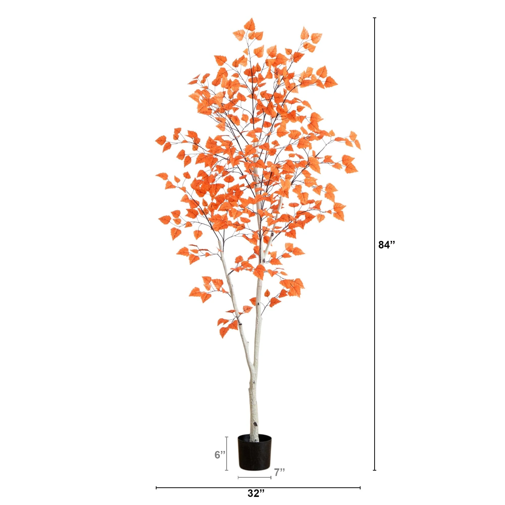 7' Autumn Paper Birch Artificial Fall Tree - Image 6