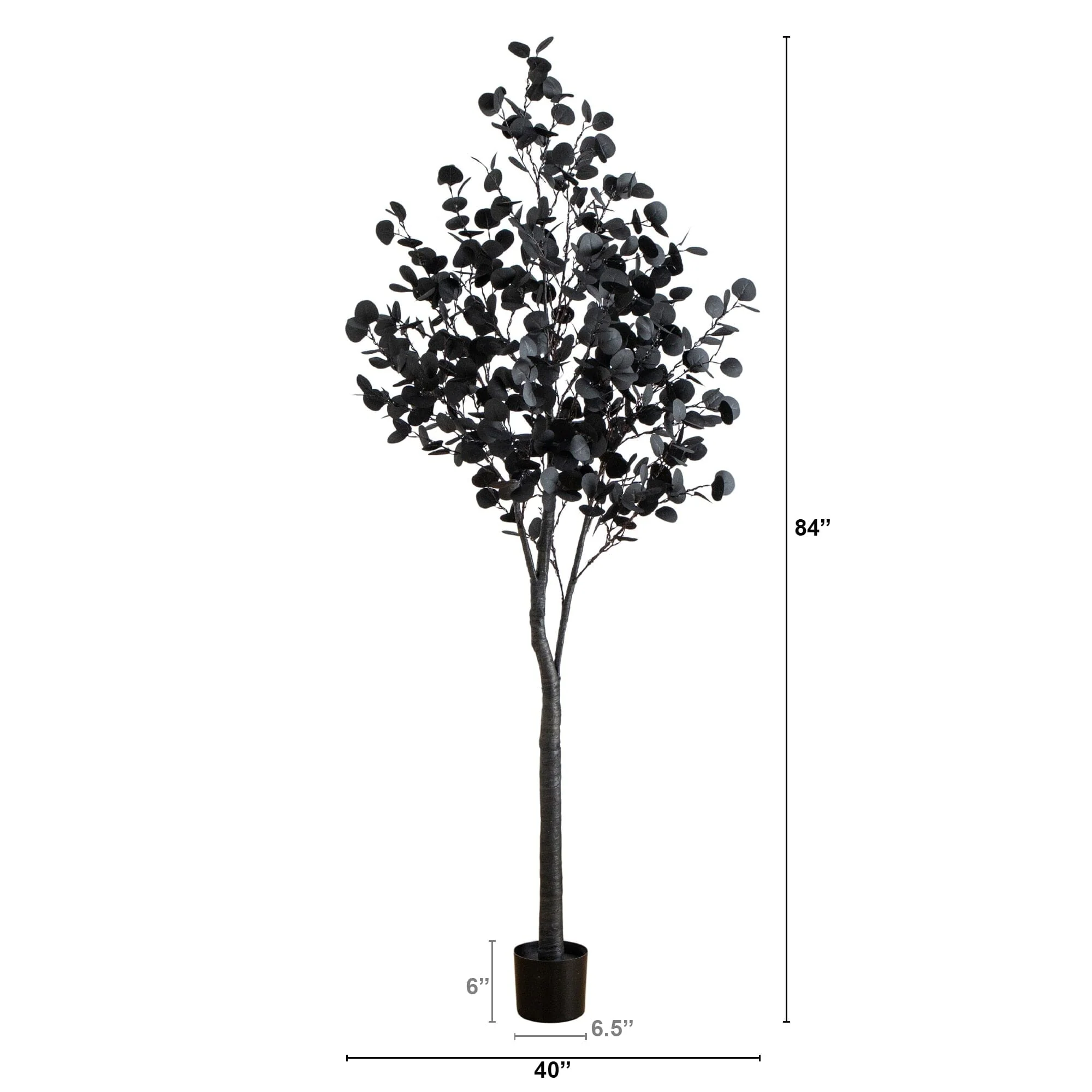 7' Pre-Lit Artificial Halloween Black Eucalyptus Tree with 420 Orange & Purple LED Lights - Image 10