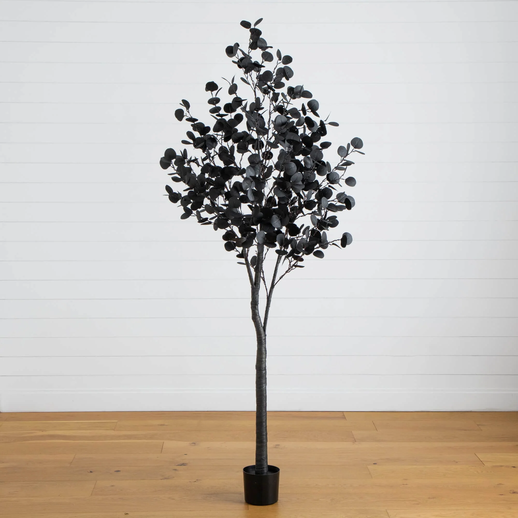 7' Pre-Lit Artificial Halloween Black Eucalyptus Tree with 420 Orange & Purple LED Lights - Image 8