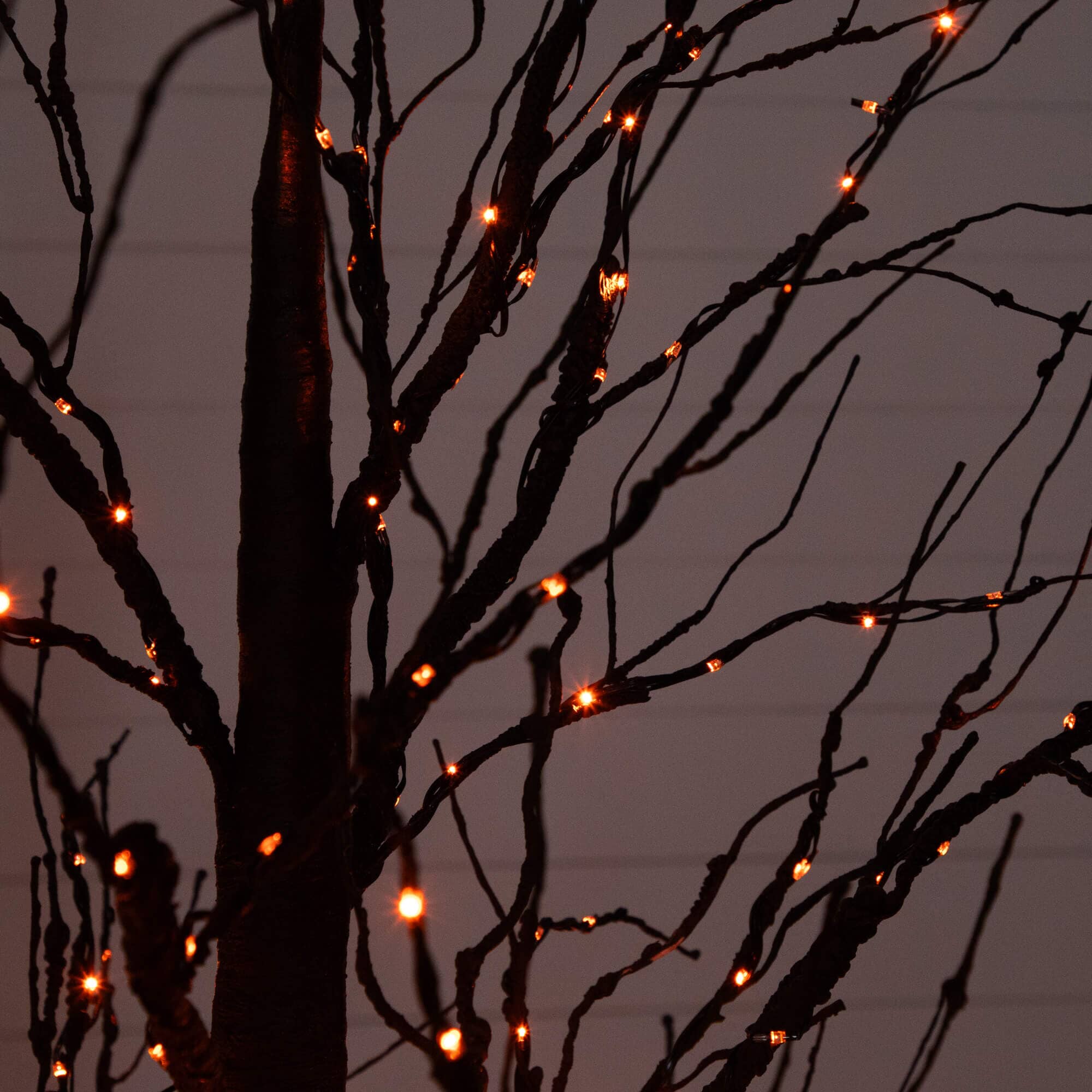 7' Pre-Lit Halloween Black Twig Artificial Tree with 390 Orange & Purple LED Lights - Image 2