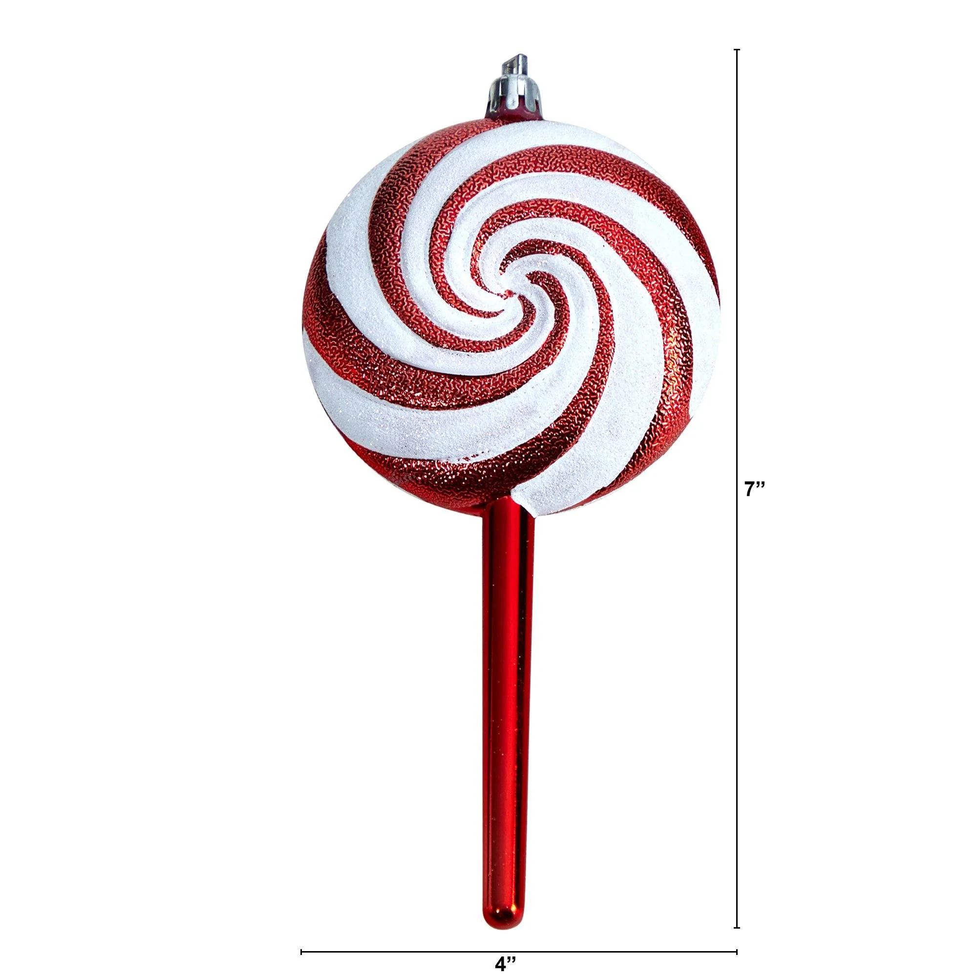 7” Candy Cane Lollipop Holiday Deluxe Christmas Shatterproof Ornament Set of 4 - Image 3