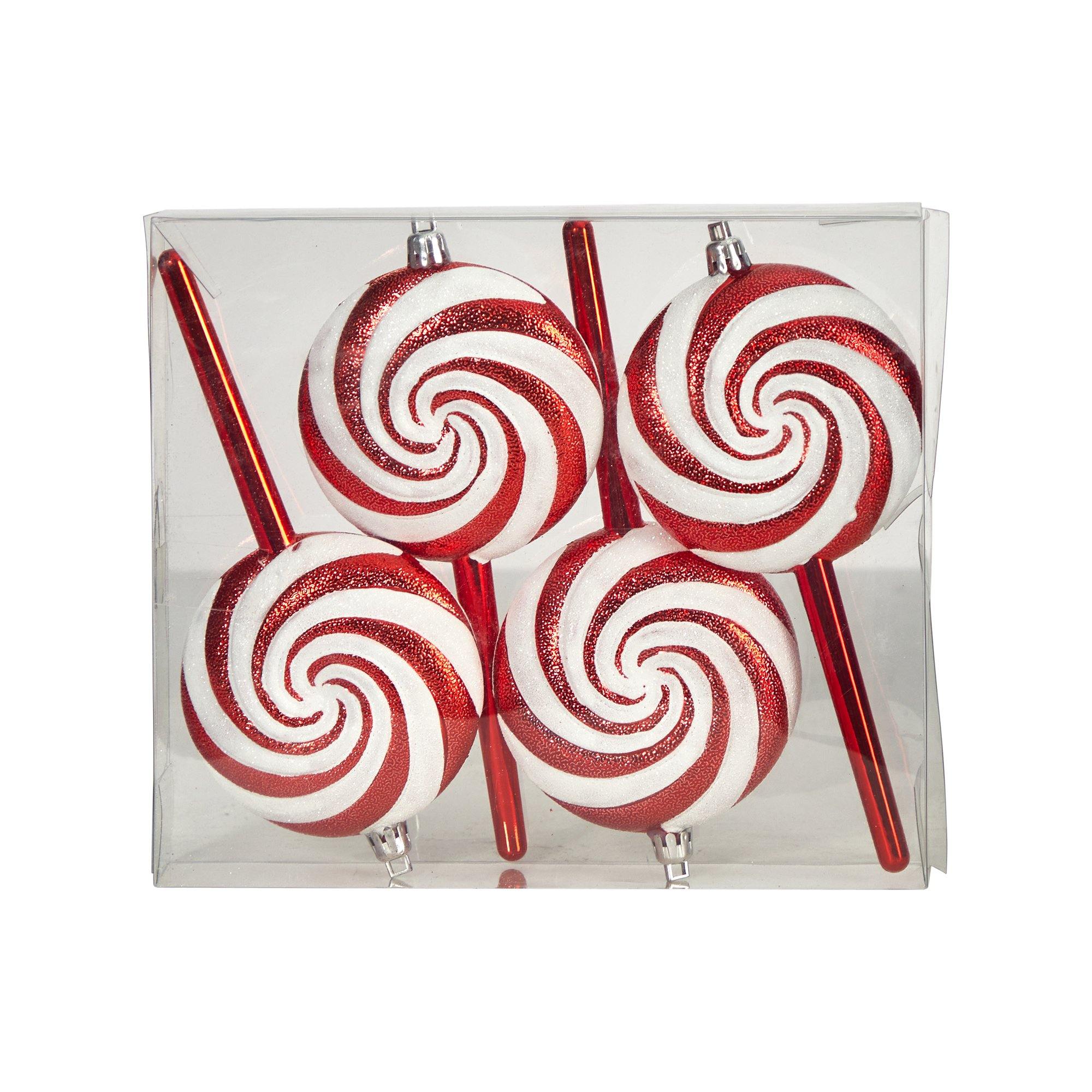 7” Candy Cane Lollipop Holiday Deluxe Christmas Shatterproof Ornament Set of 4 - Image 5