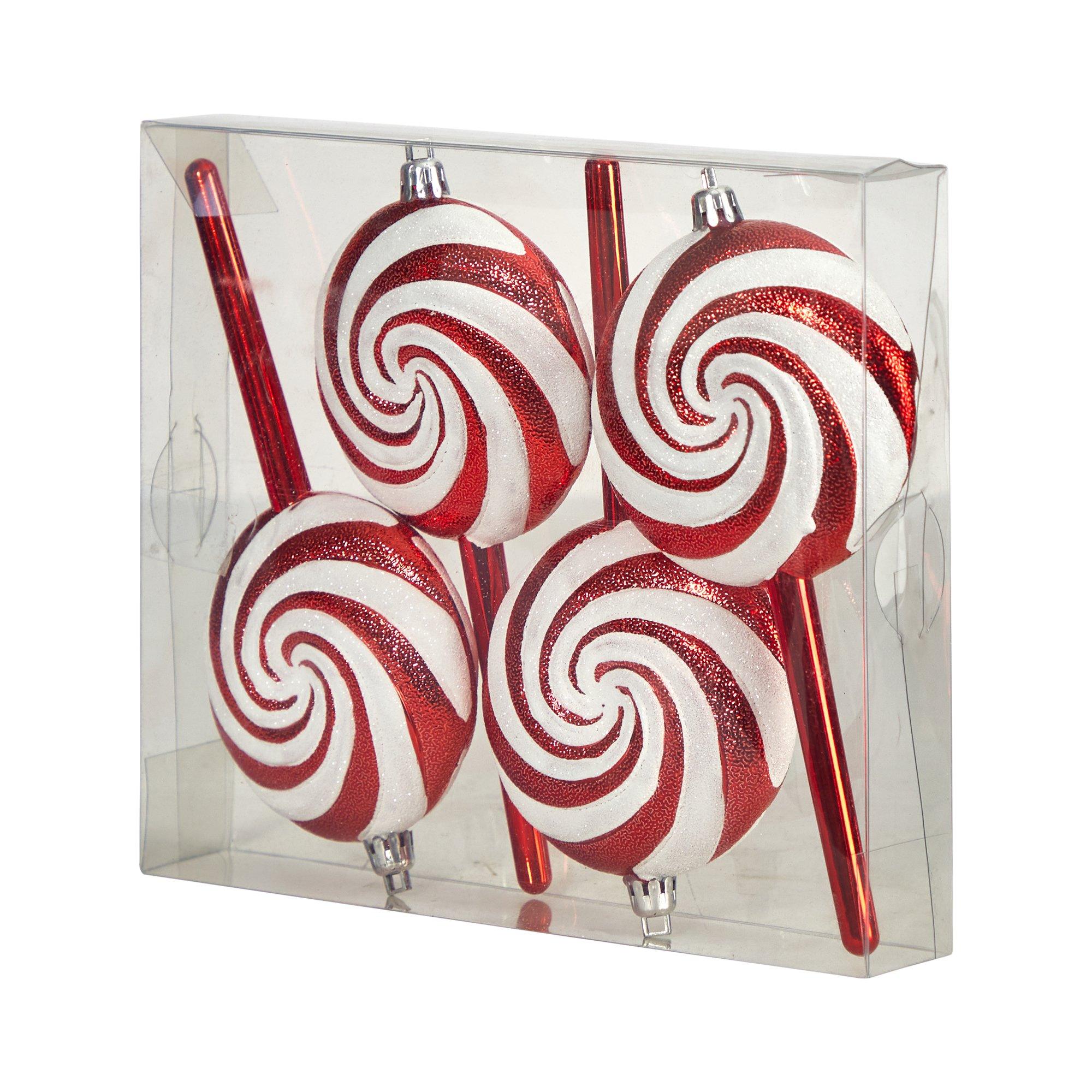 7” Candy Cane Lollipop Holiday Deluxe Christmas Shatterproof Ornament Set of 4 - Image 6