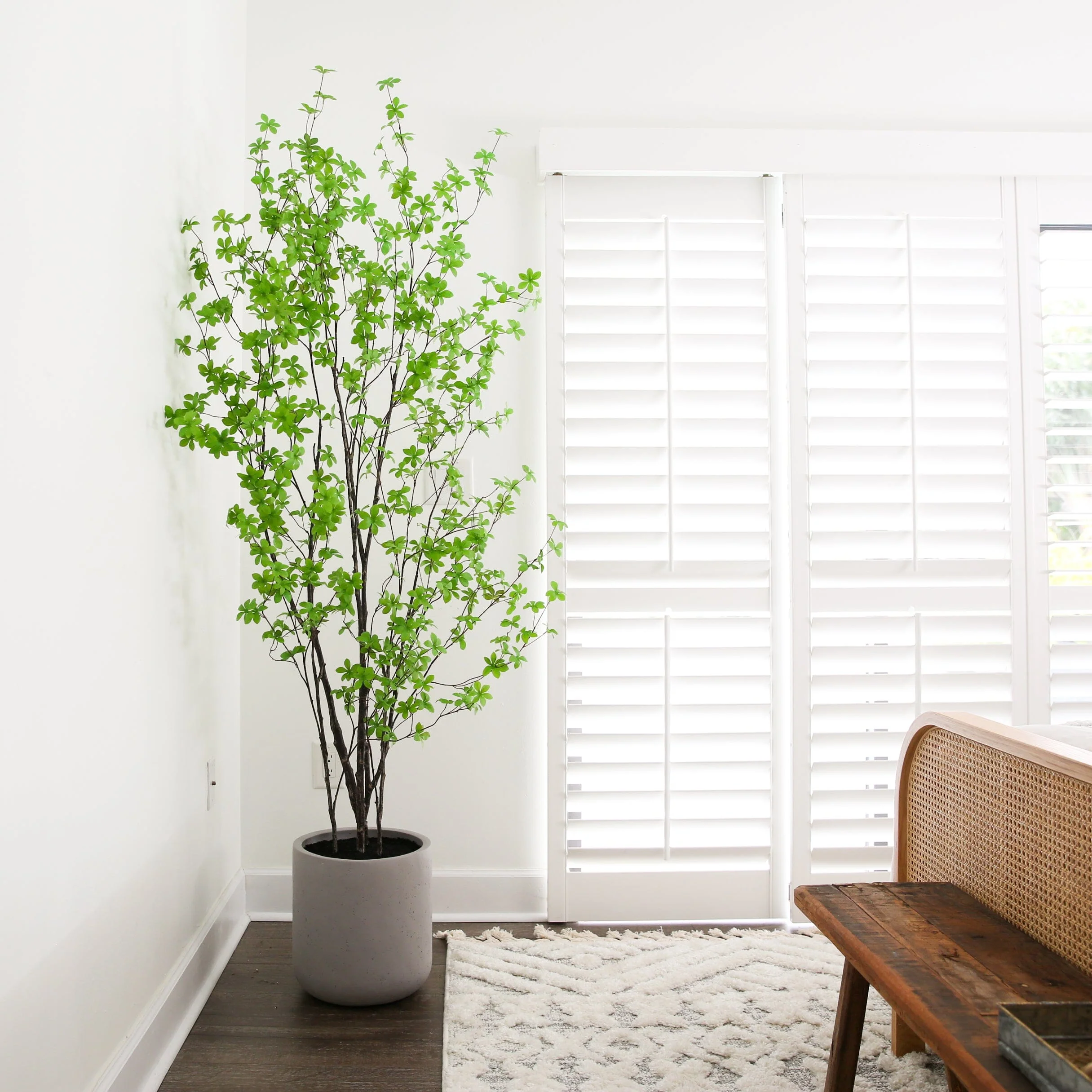 7’ Artificial Enkianthus Tree with Resin Stone Planter - Image 8