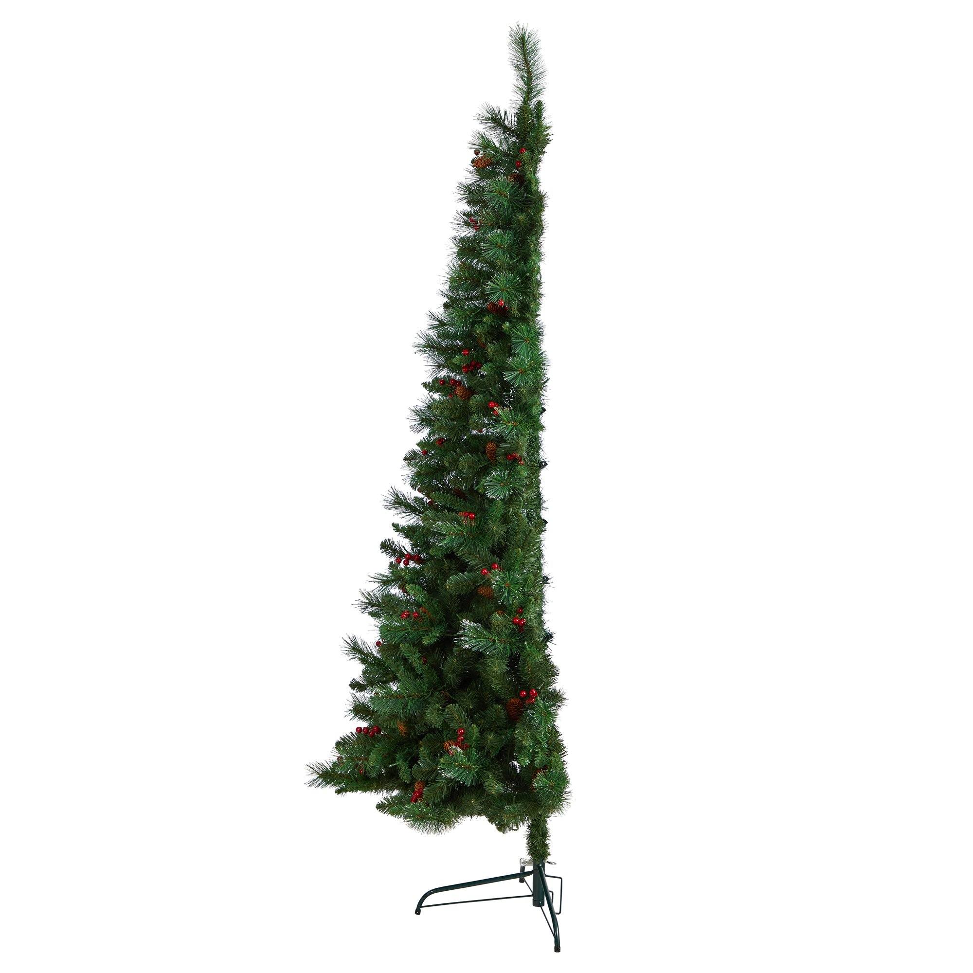7’ Flat Back Montreal Mountain Artificial Christmas Tree with Pine Cones and Berries - Image 6