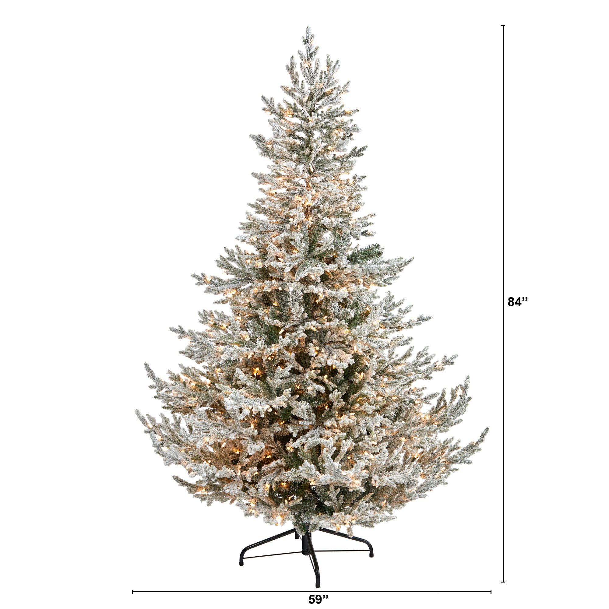 7’ Flocked Fraser Fir Artificial Christmas Tree with 600 Warm White Lights and 3852 Bendable Branches - Image 5