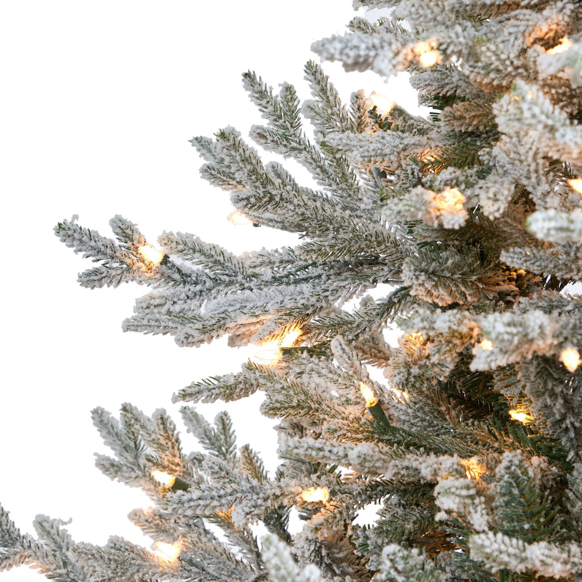 7’ Flocked Fraser Fir Artificial Christmas Tree with 600 Warm White Lights and 3852 Bendable Branches - Image 6