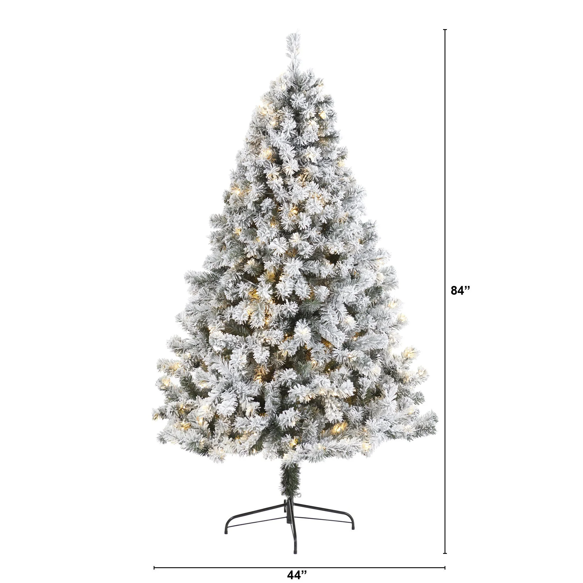 7' Flocked West Virginia Fir Artificial Christmas Tree with 350 Clear LED Lights - Image 2