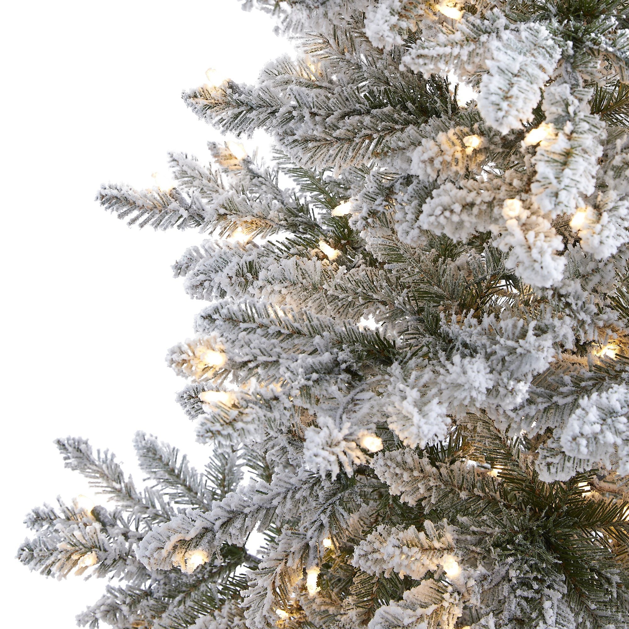 7’ Flocked West Virginia Spruce Artificial Christmas Tree with 400 Clear Lights and 1468 Bendable Branches - Image 3