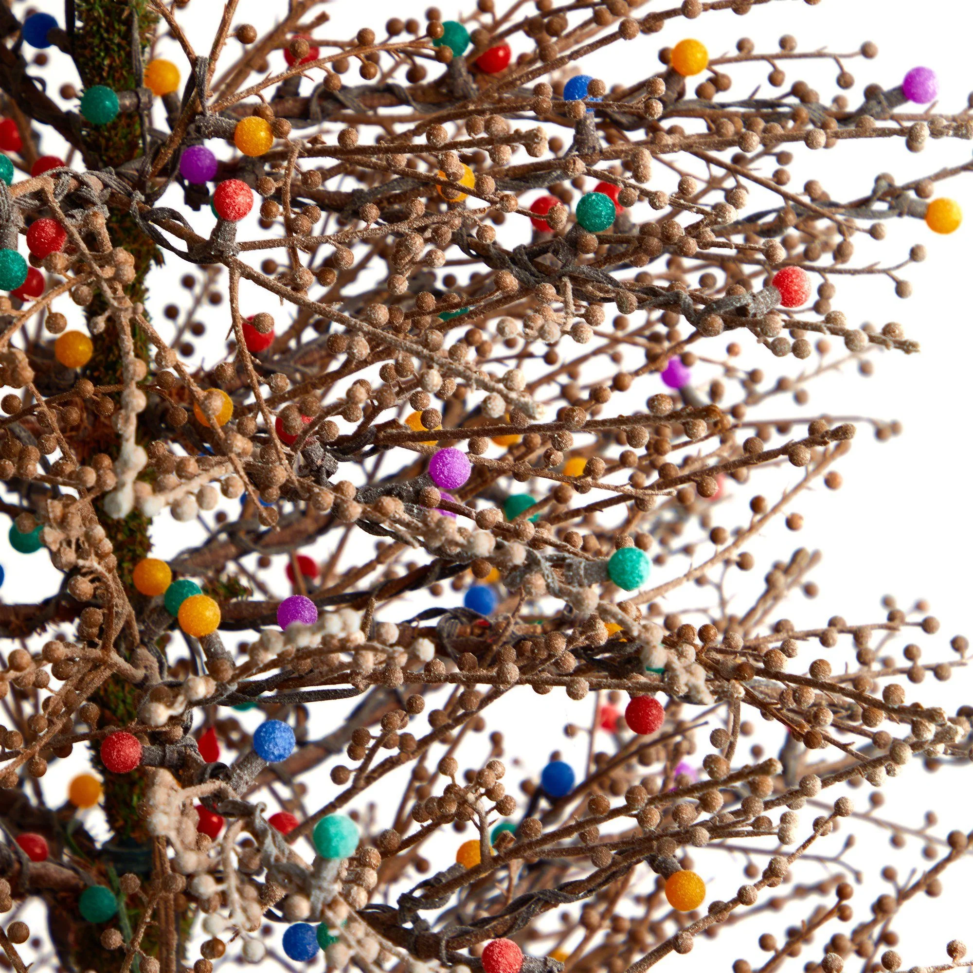 7' Frosted Berry Twig Christmas Tree with 450 Multicolored Gum Ball LED Lights and 1192 Bendable Branches - Image 5