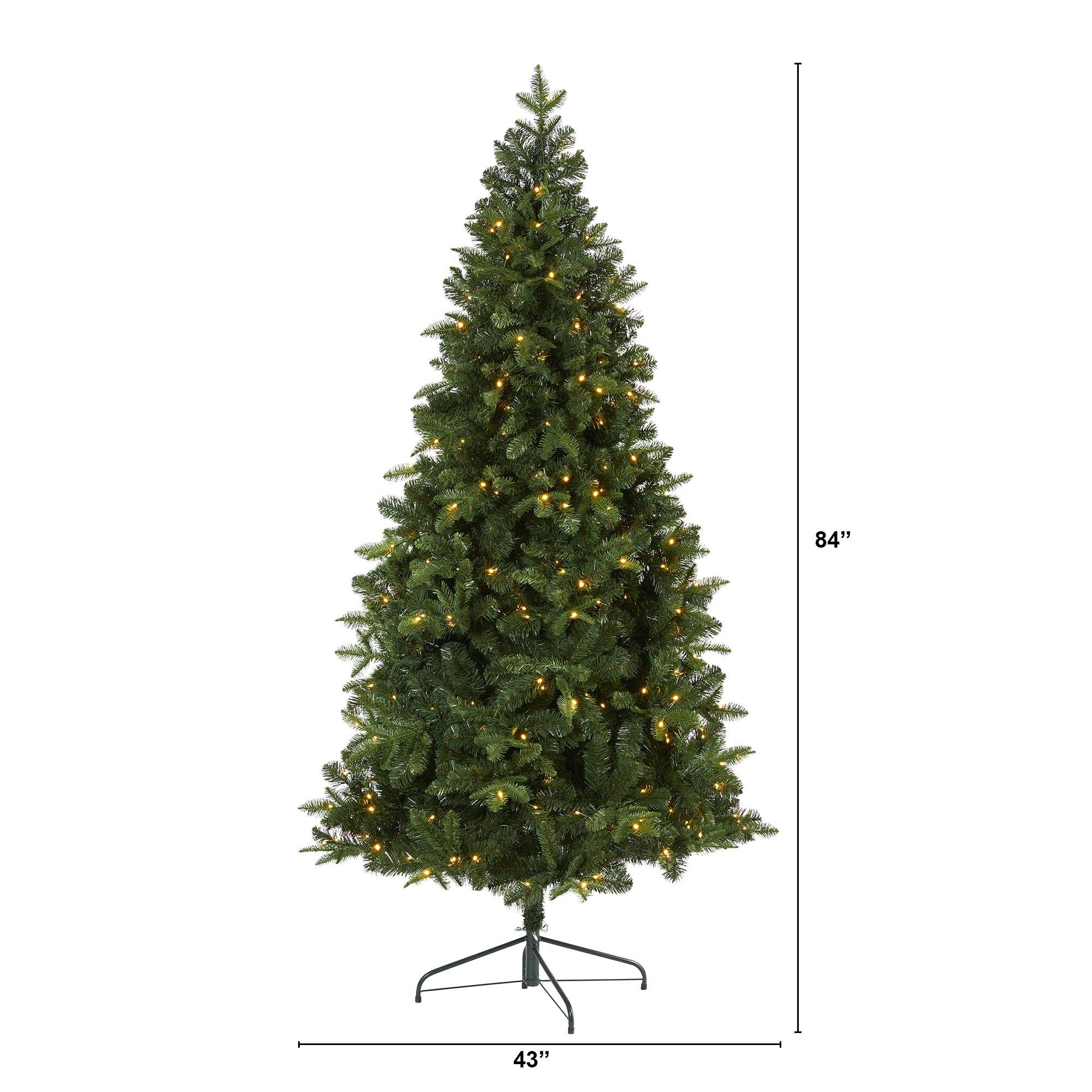 7’ Grand Teton Spruce Flat Back Artificial Christmas Tree with 220 Clear LED Lights and 953 Bendable Branches - Image 2