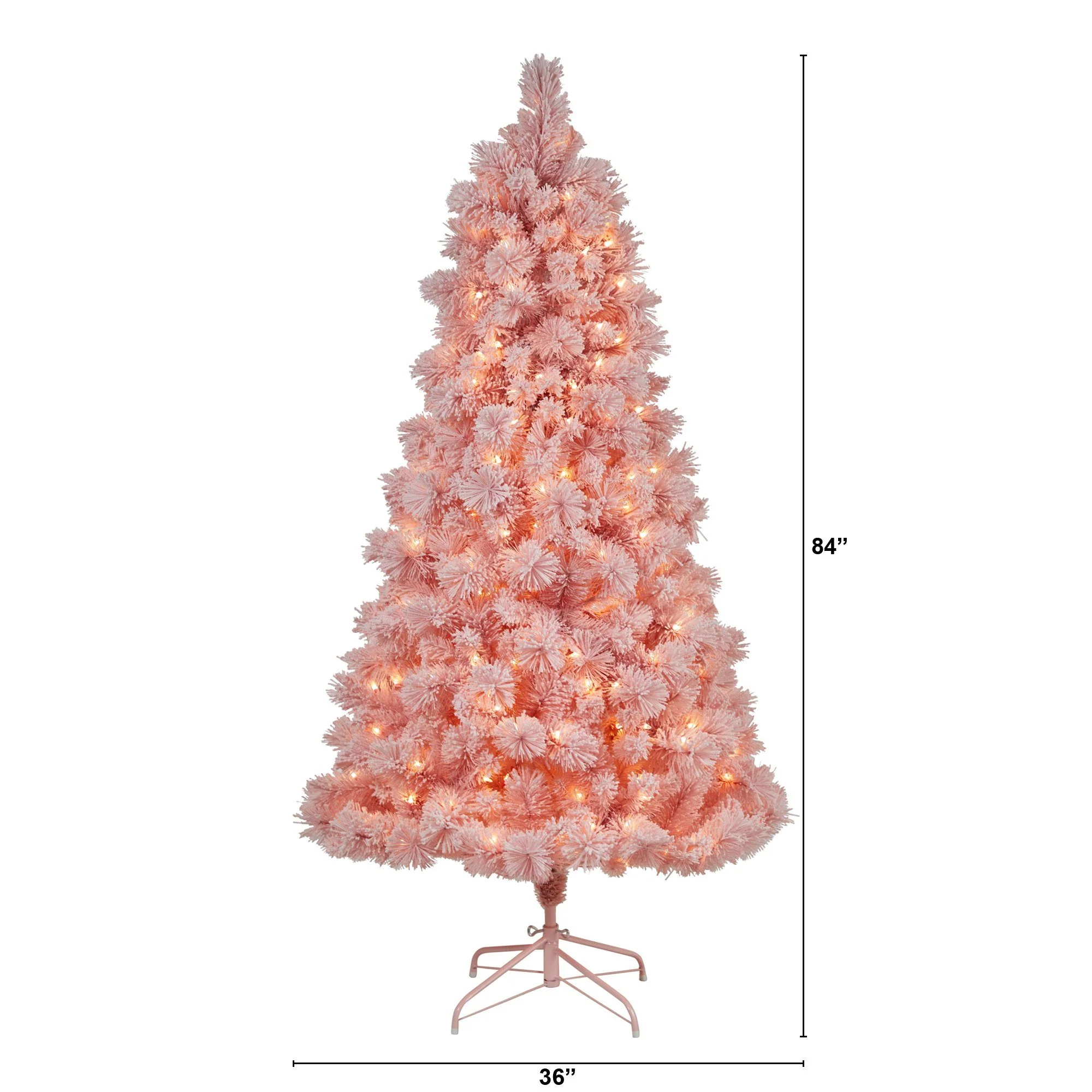 7' Holiday Pink Cashmere Christmas Tree with 300 lights and 599 Bendable Branches - Image 4