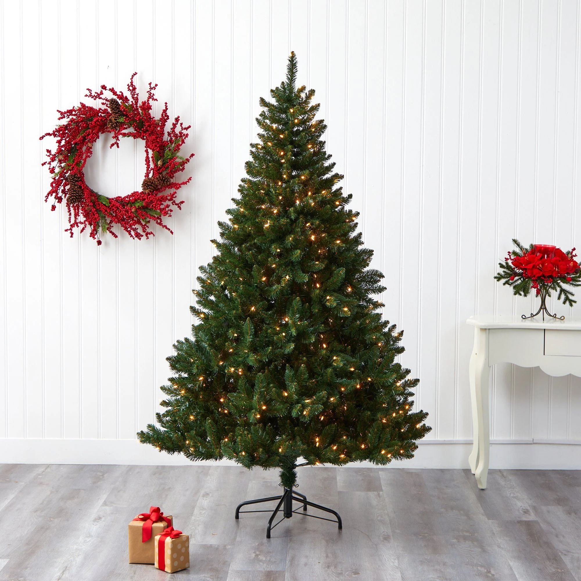 7’ Northern Rocky Spruce Artificial Christmas Tree with 400 Clear Lights and 1330 Bendable Branches - Image 2