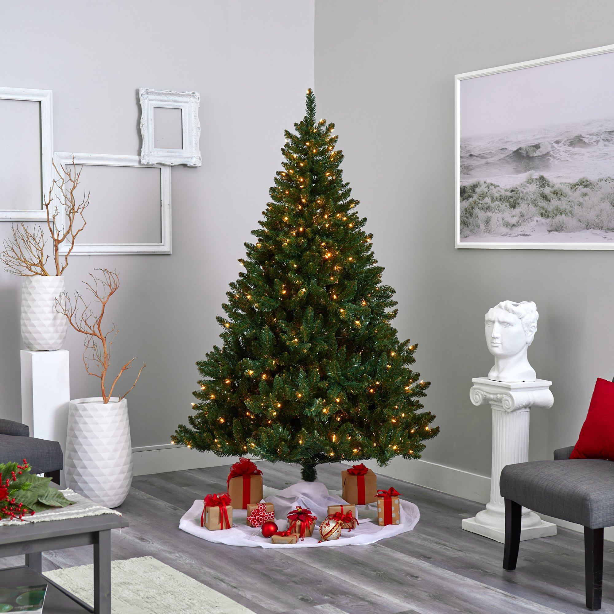 7’ Northern Rocky Spruce Artificial Christmas Tree with 400 Clear Lights and 1330 Bendable Branches - Image 3