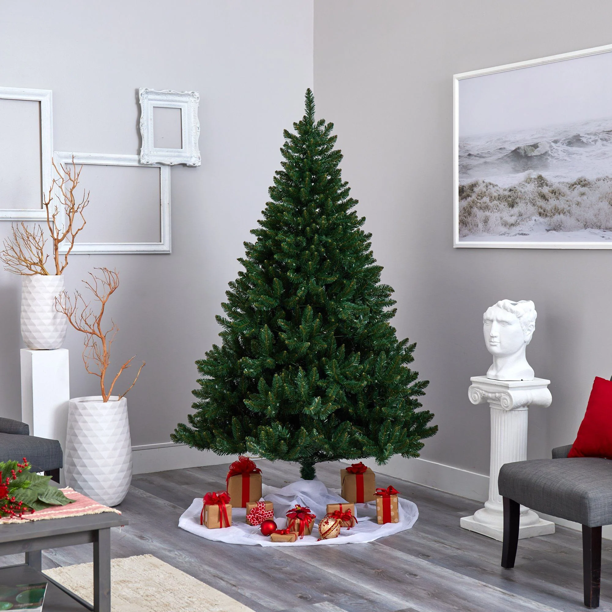 7’ Northern Rocky Spruce Artificial Christmas Tree with 400 Clear Lights and 1330 Bendable Branches - Image 4