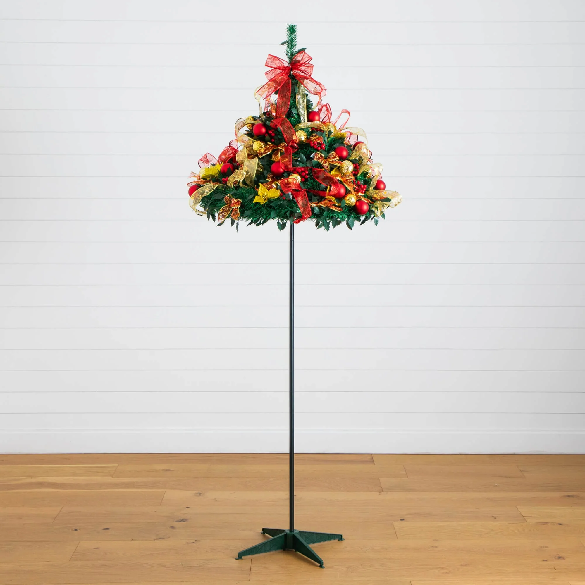 7' Pre-Lit Artificial Pop up Christmas Tree with Red & Gold Ornaments, Ribbons and 180 Warm White LED Lights - Image 13