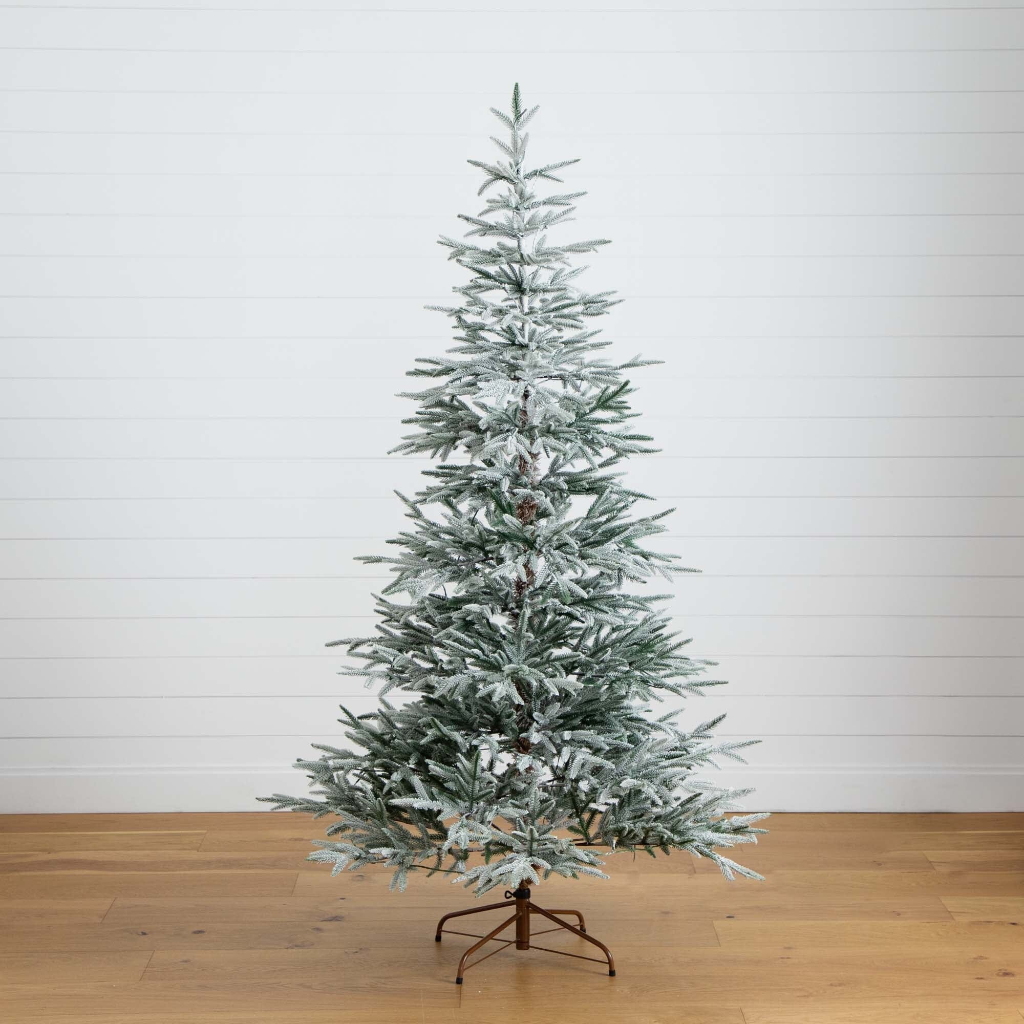 7’ Pre-Lit Artificial Flocked Woodland Fir Christmas Tree with 200 Warm White LED Lights - Image 4