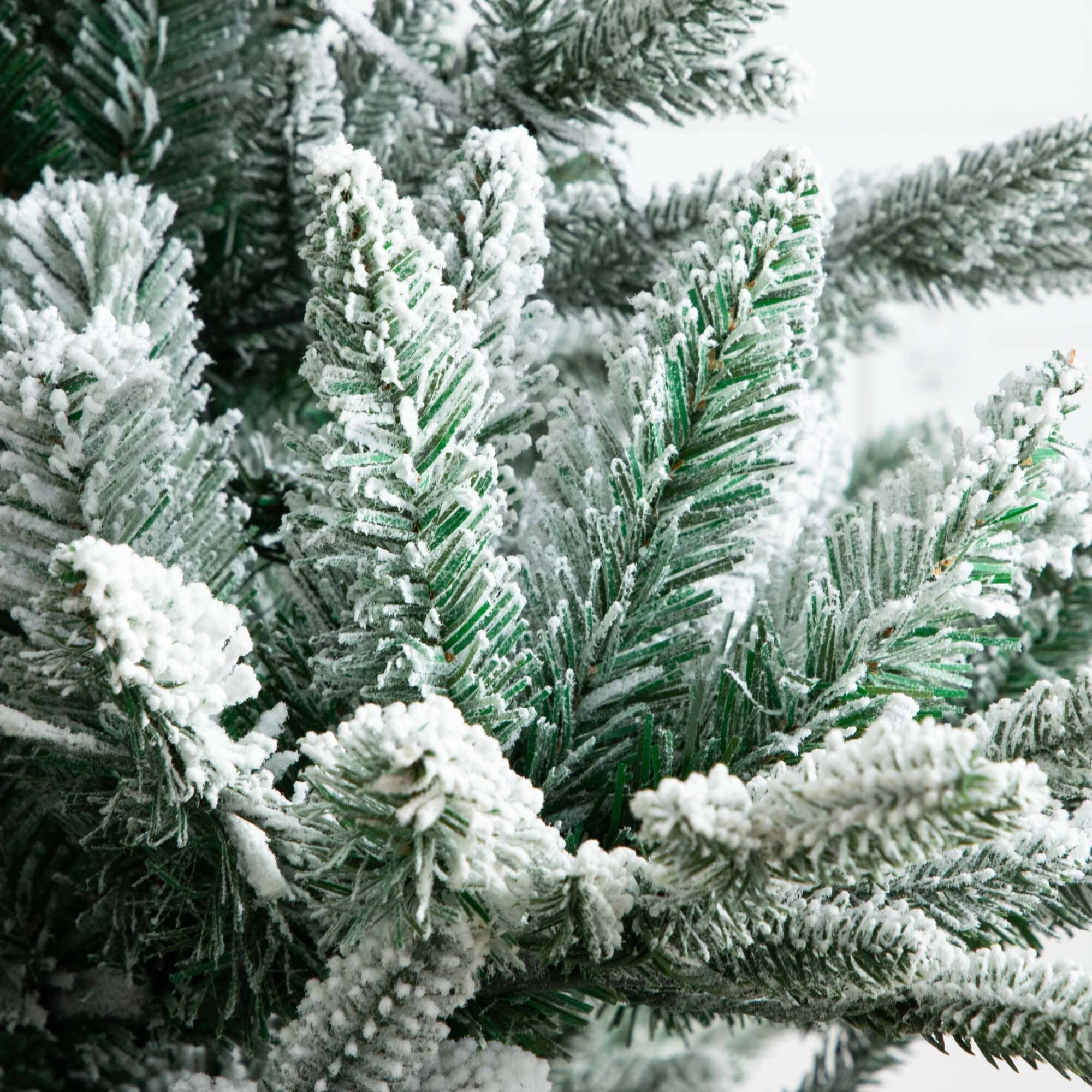 7' Pre-Lit Artificial Fraser Fir Flocked Christmas Tree with Instant Connect Technology and 400 Warm White LED Lights - Image 4