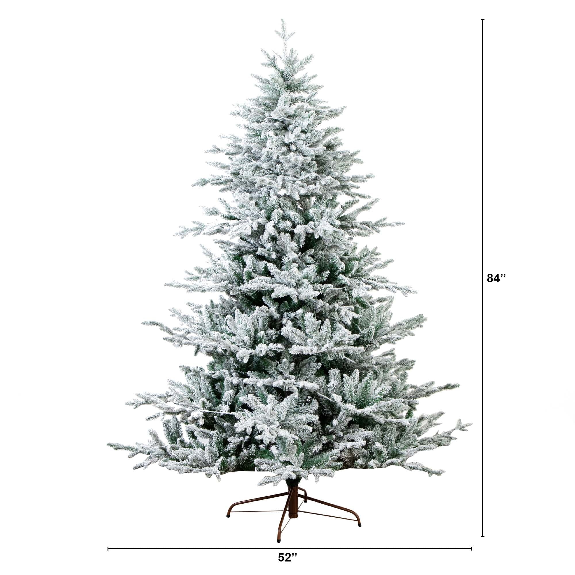 7' Pre-Lit Artificial Fraser Fir Flocked Christmas Tree with Instant Connect Technology and 400 Warm White LED Lights - Image 7