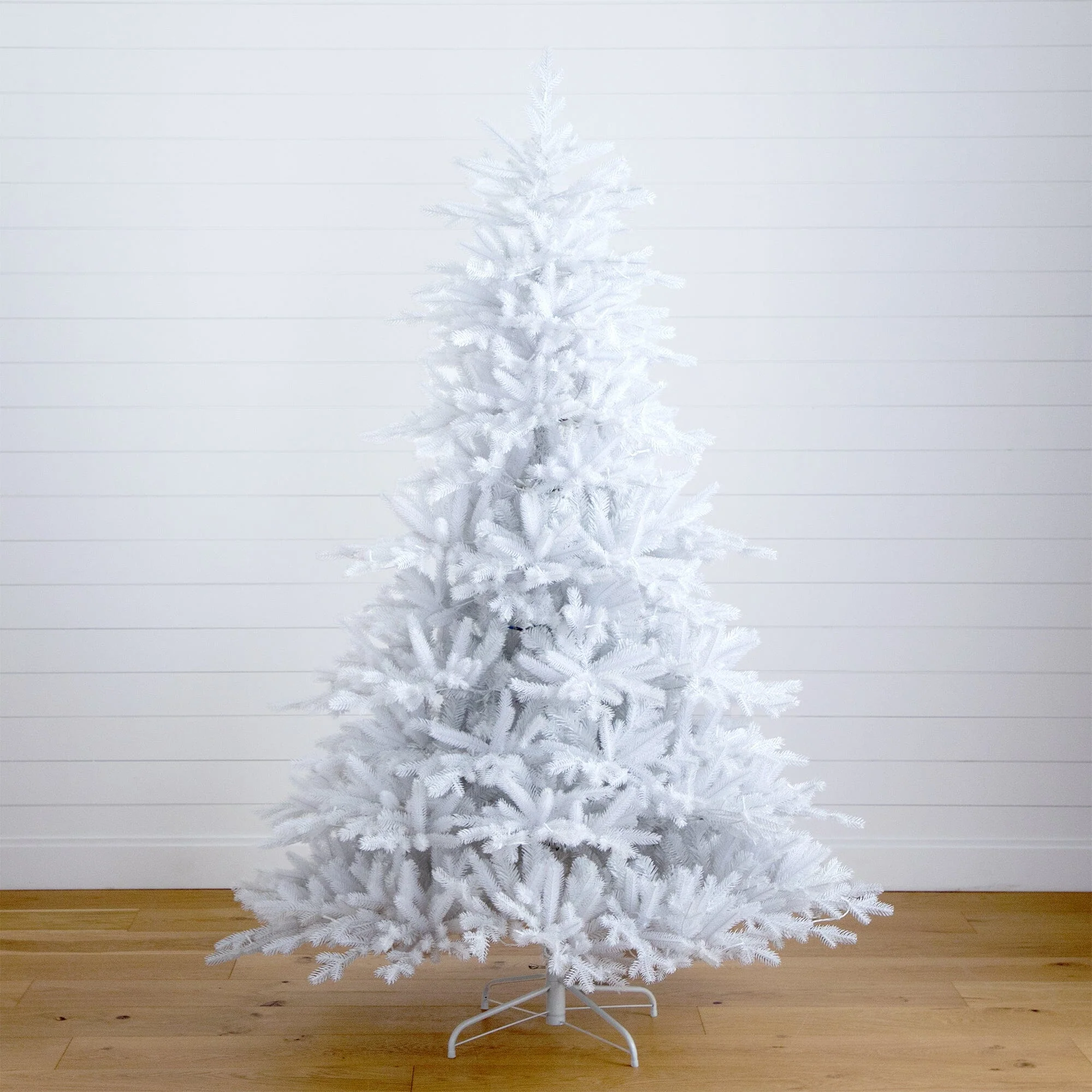 7’ Pre-Lit Artificial White California Spruce Christmas Tree with 440 Color Changing LED Lights