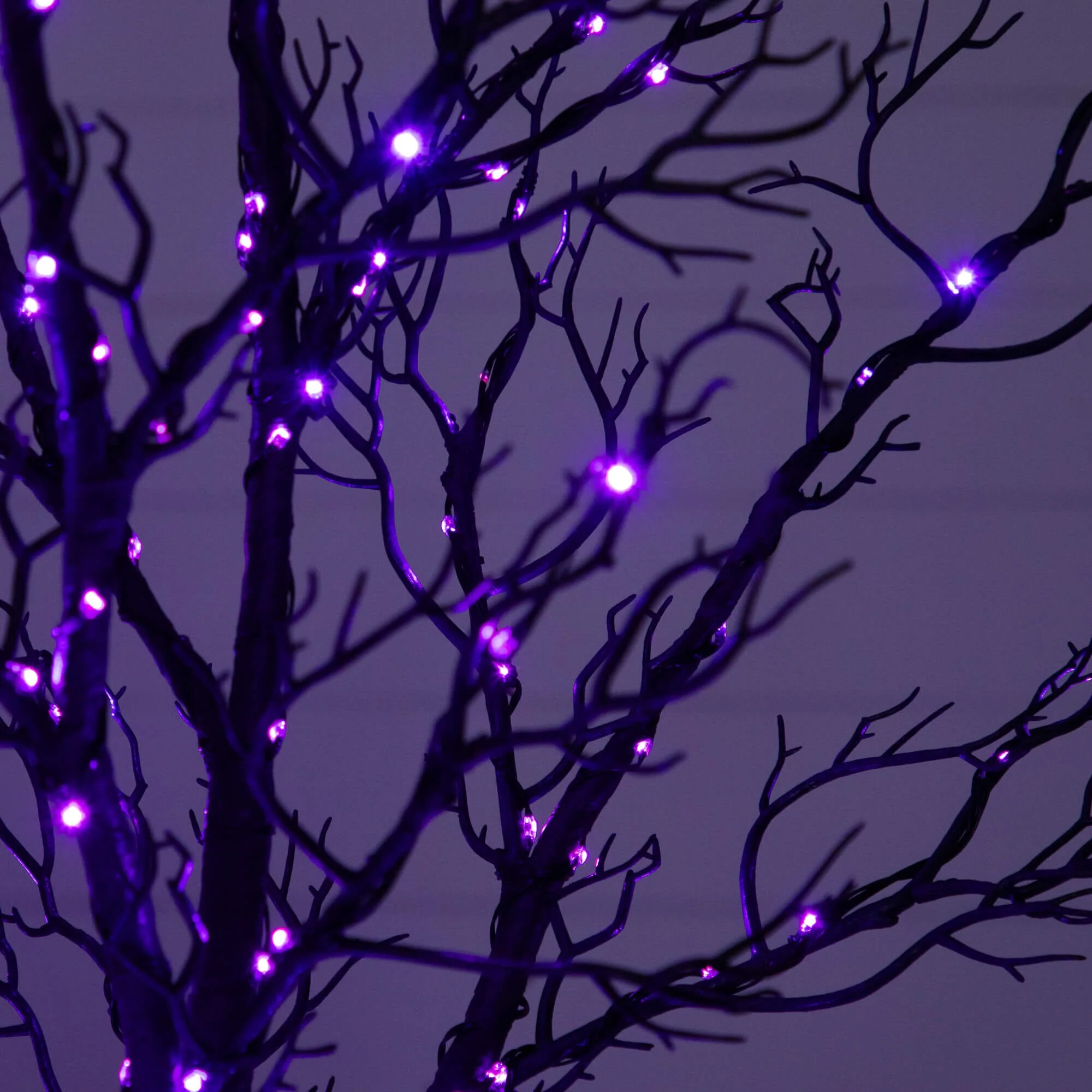 7' Pre-Lit Halloween Minimalist Twig Artificial Fall Tree with 400 Orange & Purple LED Lights - Image 4