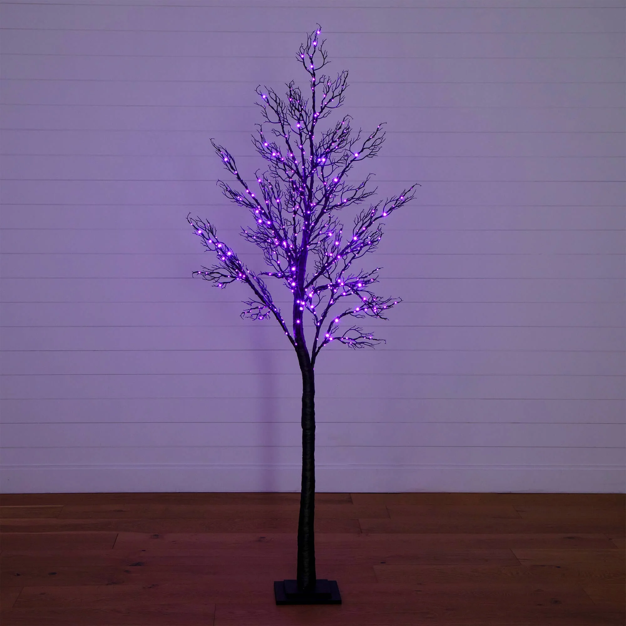 7' Pre-Lit Halloween Minimalist Twig Artificial Fall Tree with 400 Orange & Purple LED Lights - Image 5